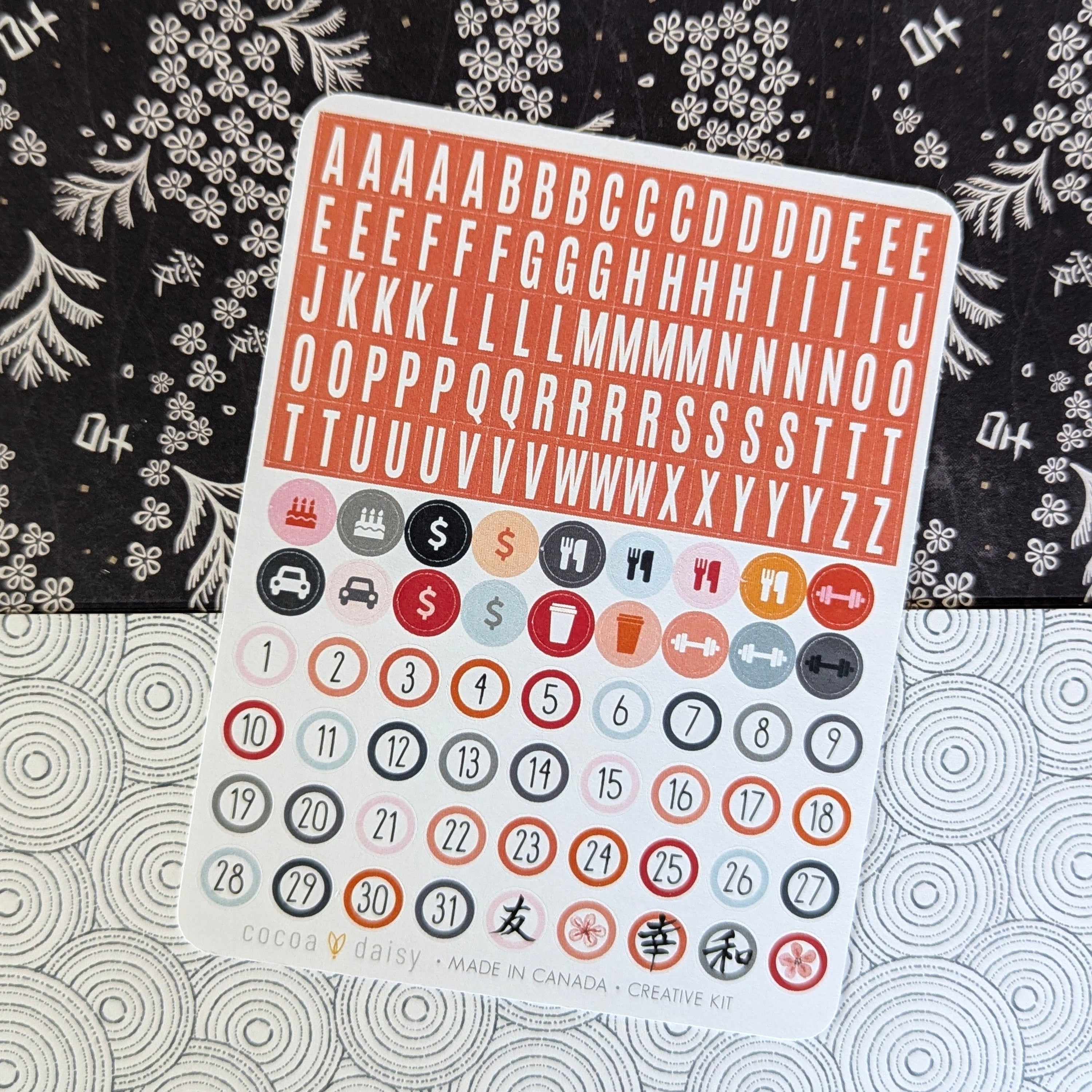 Serenity "Alpha & Round Date" Creative Kit Sticker Sheet - April 2025