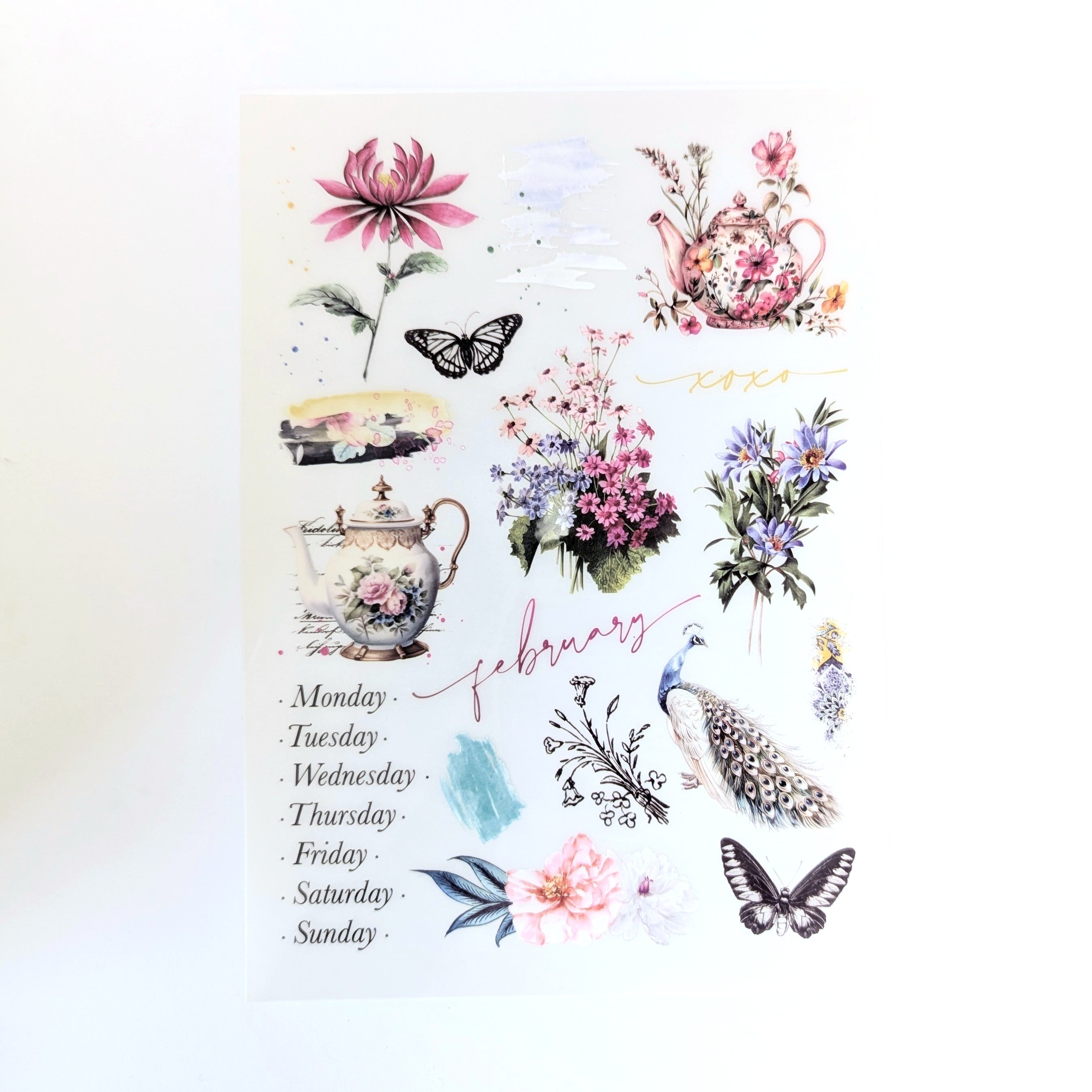 Penelope "Weekday" Rub-On Transfers from the Journaling Kit  - February 2025