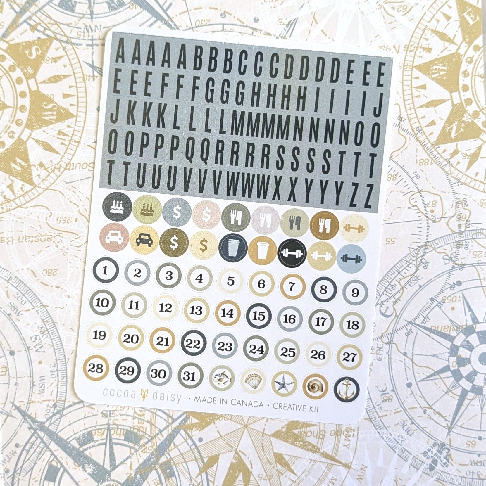 Where The Sea Dreams Alpha and Round Date Sticker Sheet - July 2025