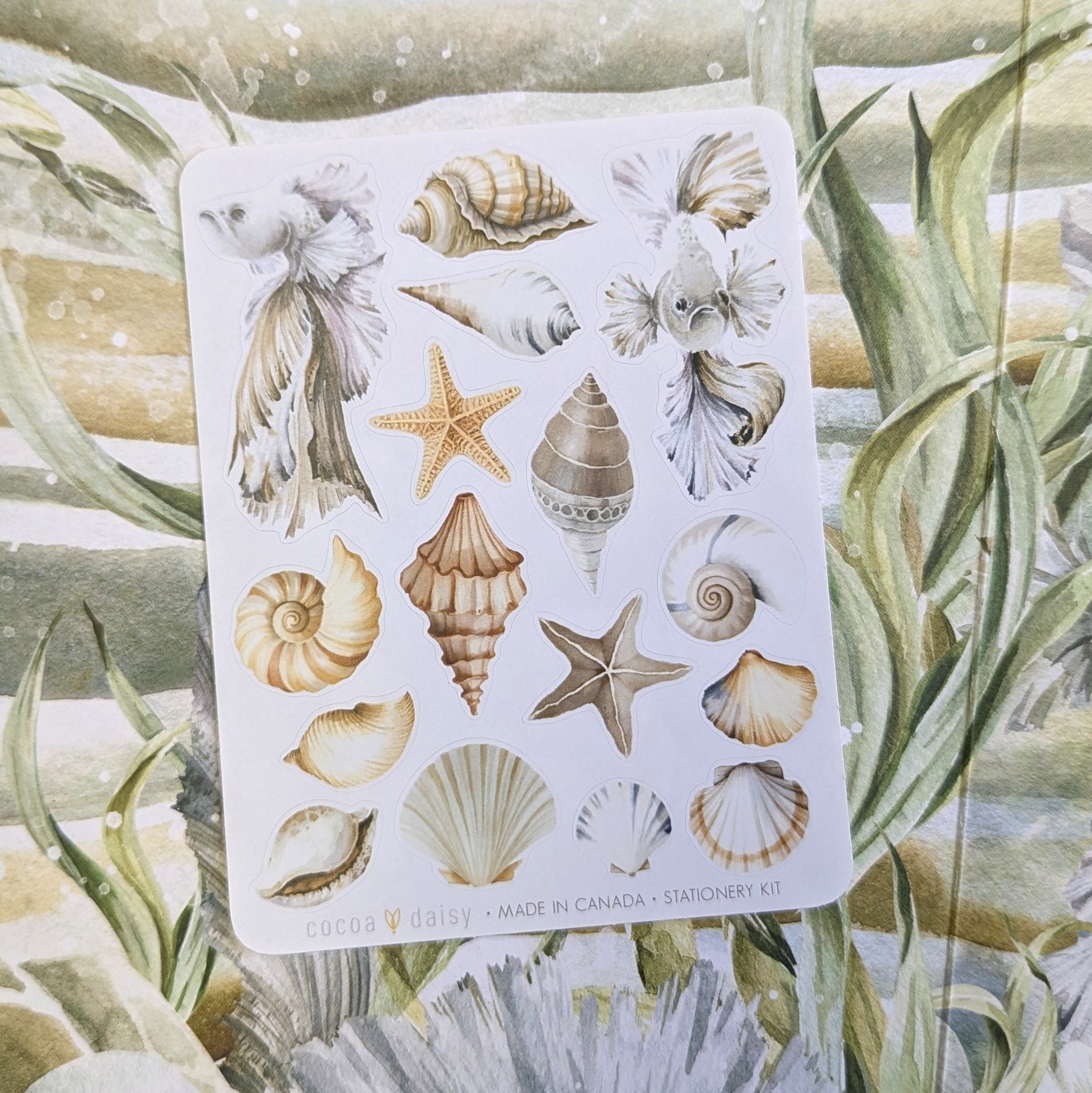 Where The Sea Dreams Decorative "Fancy Fish & Shells" Stationery Kit Sticker Sheet - July 2025