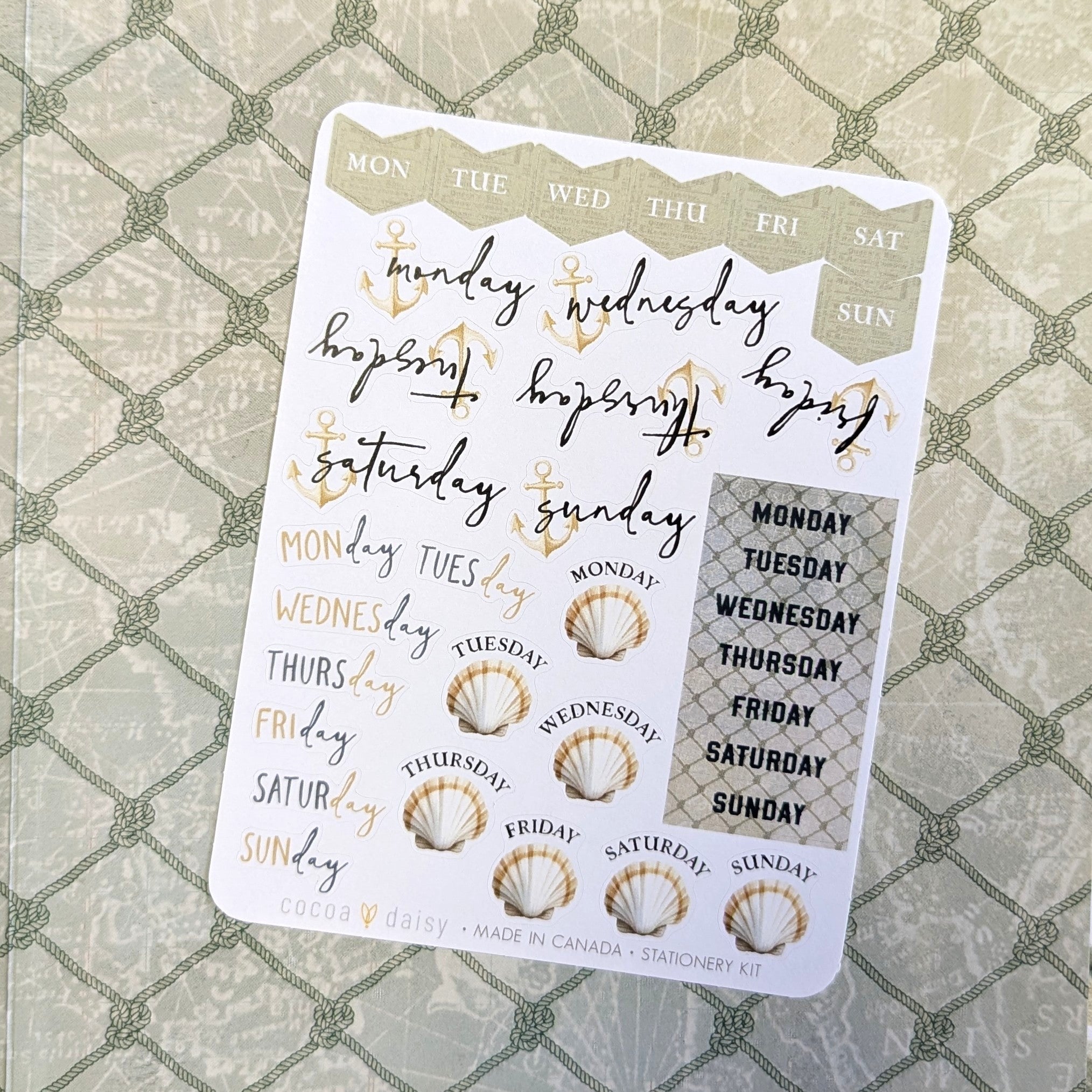 Where The Sea Dreams "Day Of The Week" Stationery Kit Sticker Sheet - July 2025