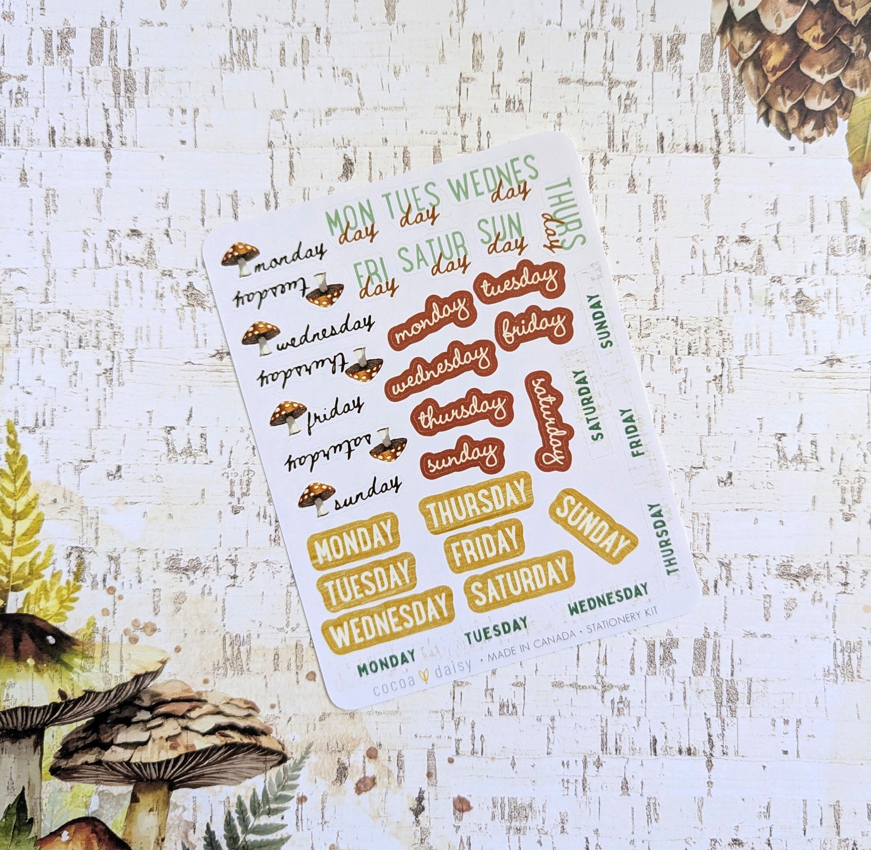 Moss & Mirth "Day Of The Week" Stationery Kit Sticker Sheet - November 2025
