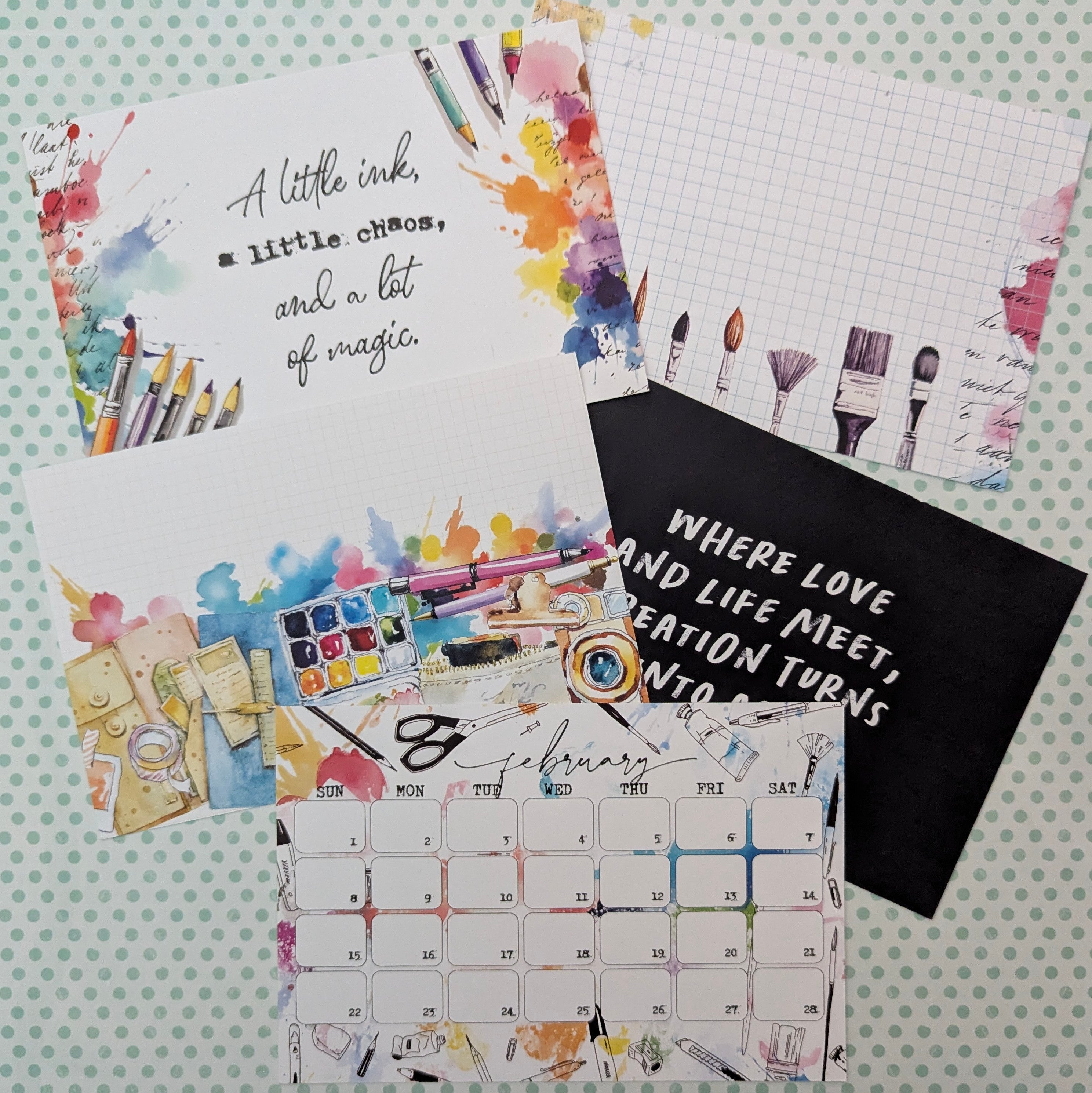 Inklings Set of 5 - 4x6 Double Sided Notecards  - February 2026