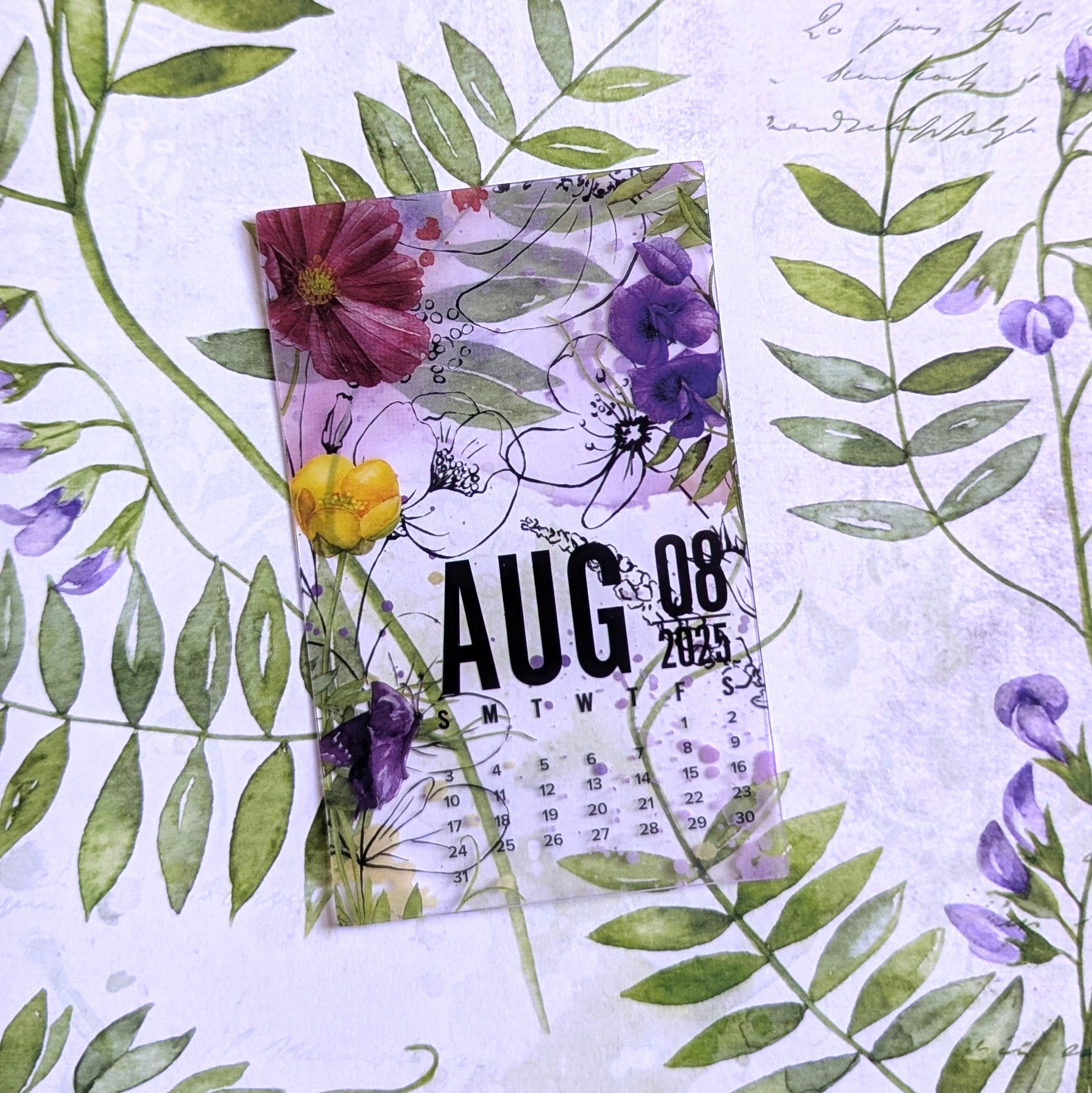 Flutterby Clear Calendar Card - August 2025