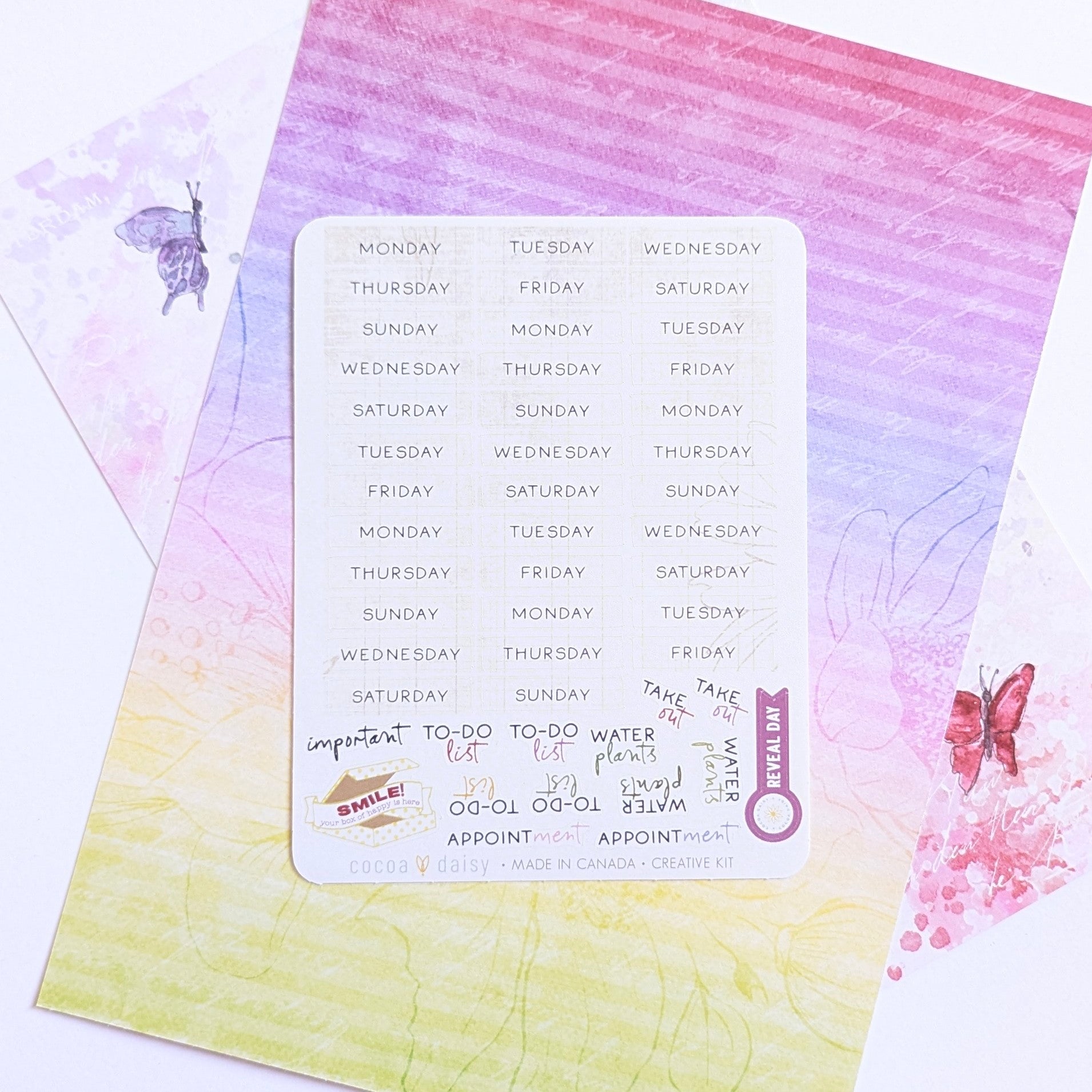 Flutterby "Weekday/Routine" Creative Kit Sticker Sheet - August 2025