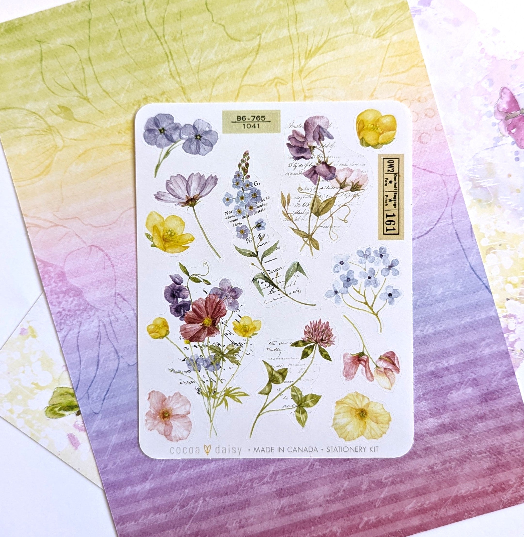Flutterby Decorative "Wildflowers" Stationery Kit Sticker Sheet - August 2025