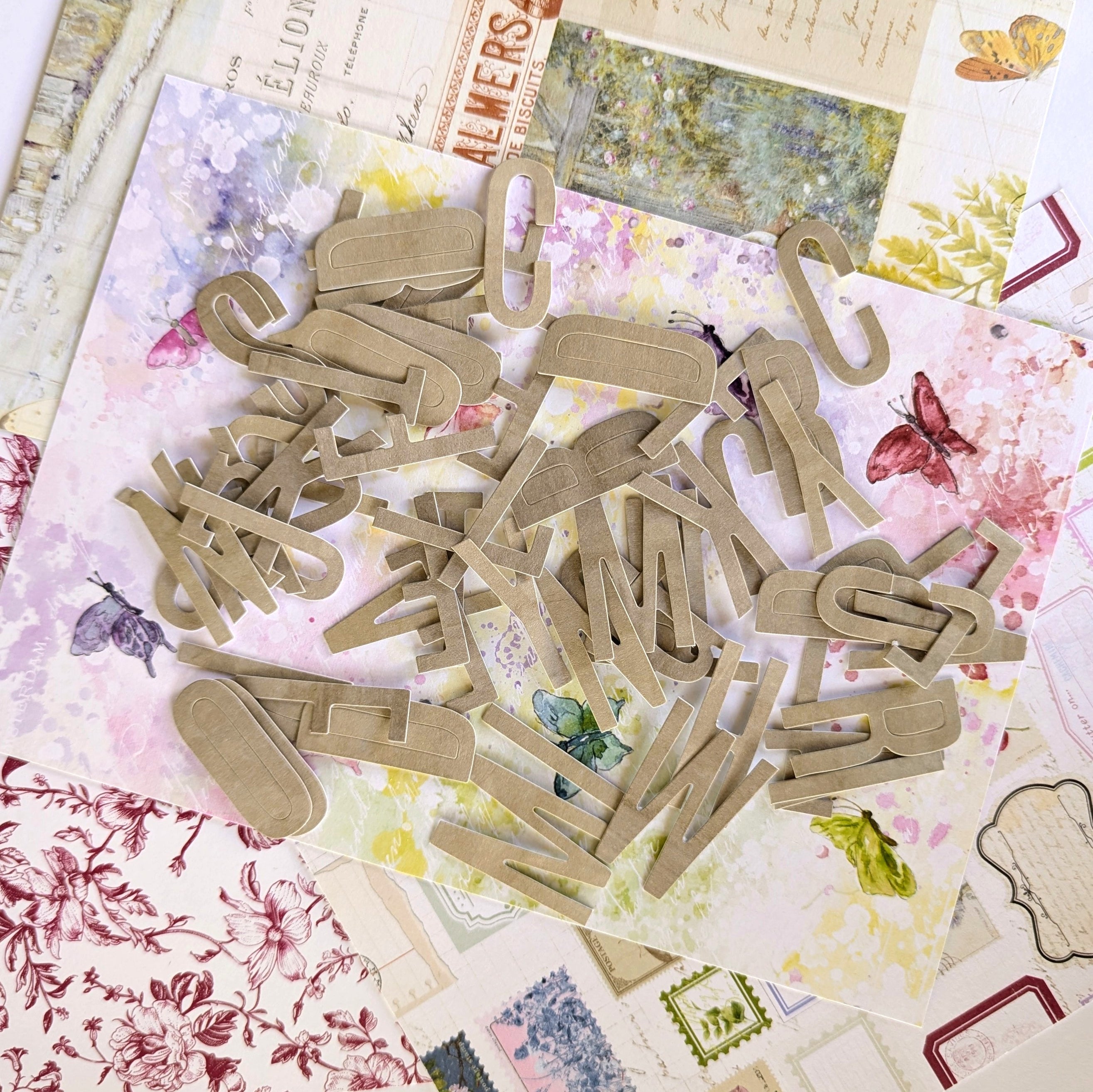 Flutterby Large Tan Adhesive Alpha Die Cuts - August 2025