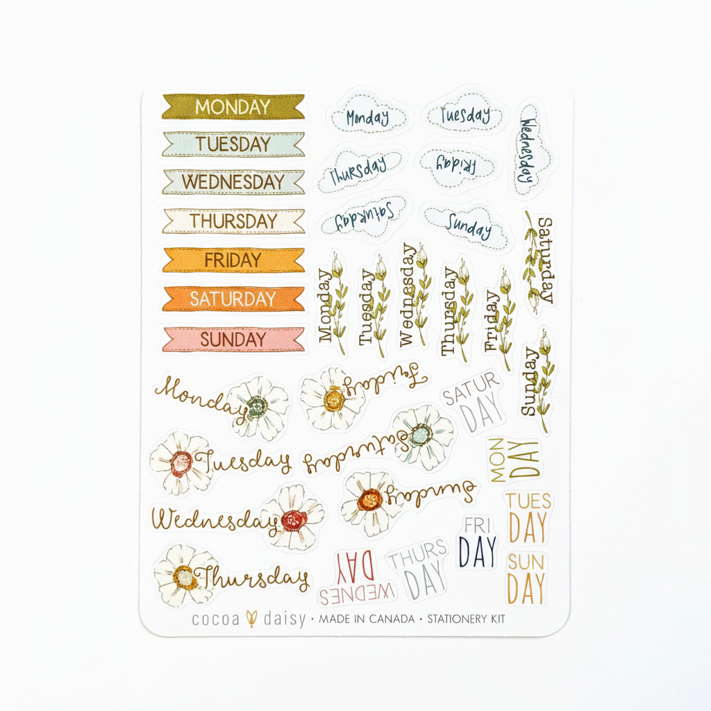 Where The Breeze Begins "Day Of The Week" Stationery Kit Sticker Sheet - March 2026
