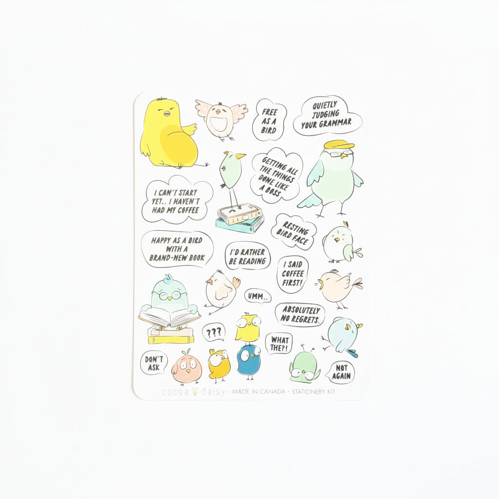 Booked For Spring "Birds & Quotes" Stationery Kit Sticker Sheet - April 2026