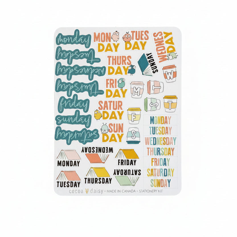 Booked For Spring "Day Of The Week" Stationery Kit Sticker Sheet - April 2026