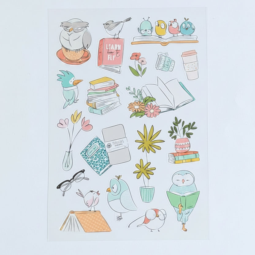 Booked For Spring "Flowers, Birds & Books" Stationery Kit PET stickers - April 2026