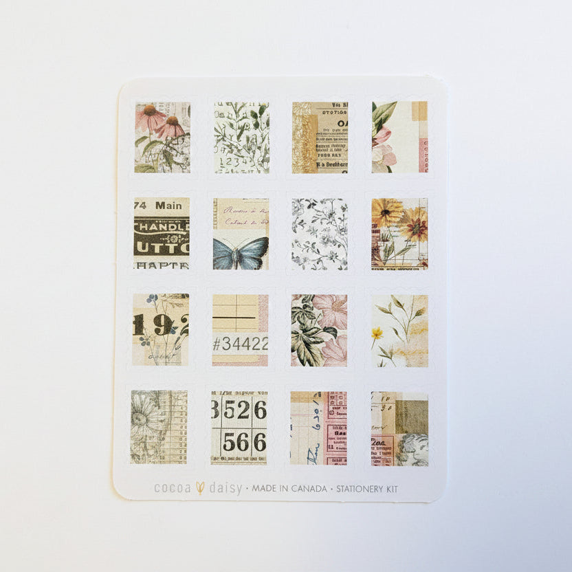 Field Notes & Florals "Postage Stamp" Stationery Kit Sticker Sheet - May 2026
