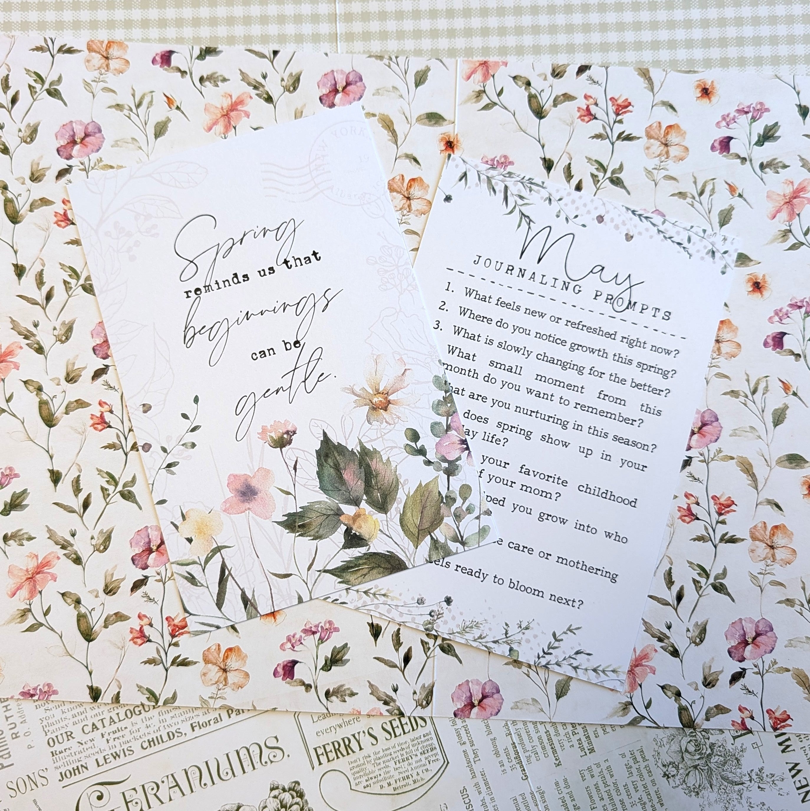 Field Notes & Florals Journaling Prompt Card - May 2026