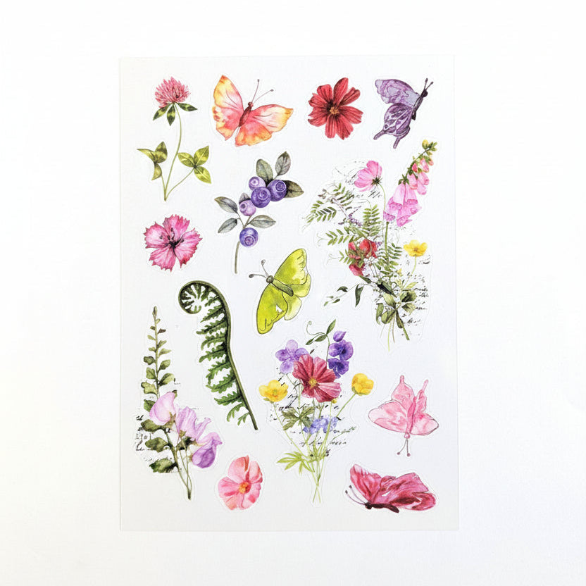 Flutterby "Flowers and Butterflies" Planner Kit PET Stickers - August 2025