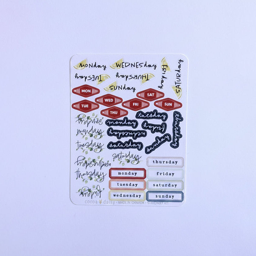 Summer Avenue "Day Of The Week" Stationery Kit Sticker Sheet - June 2026