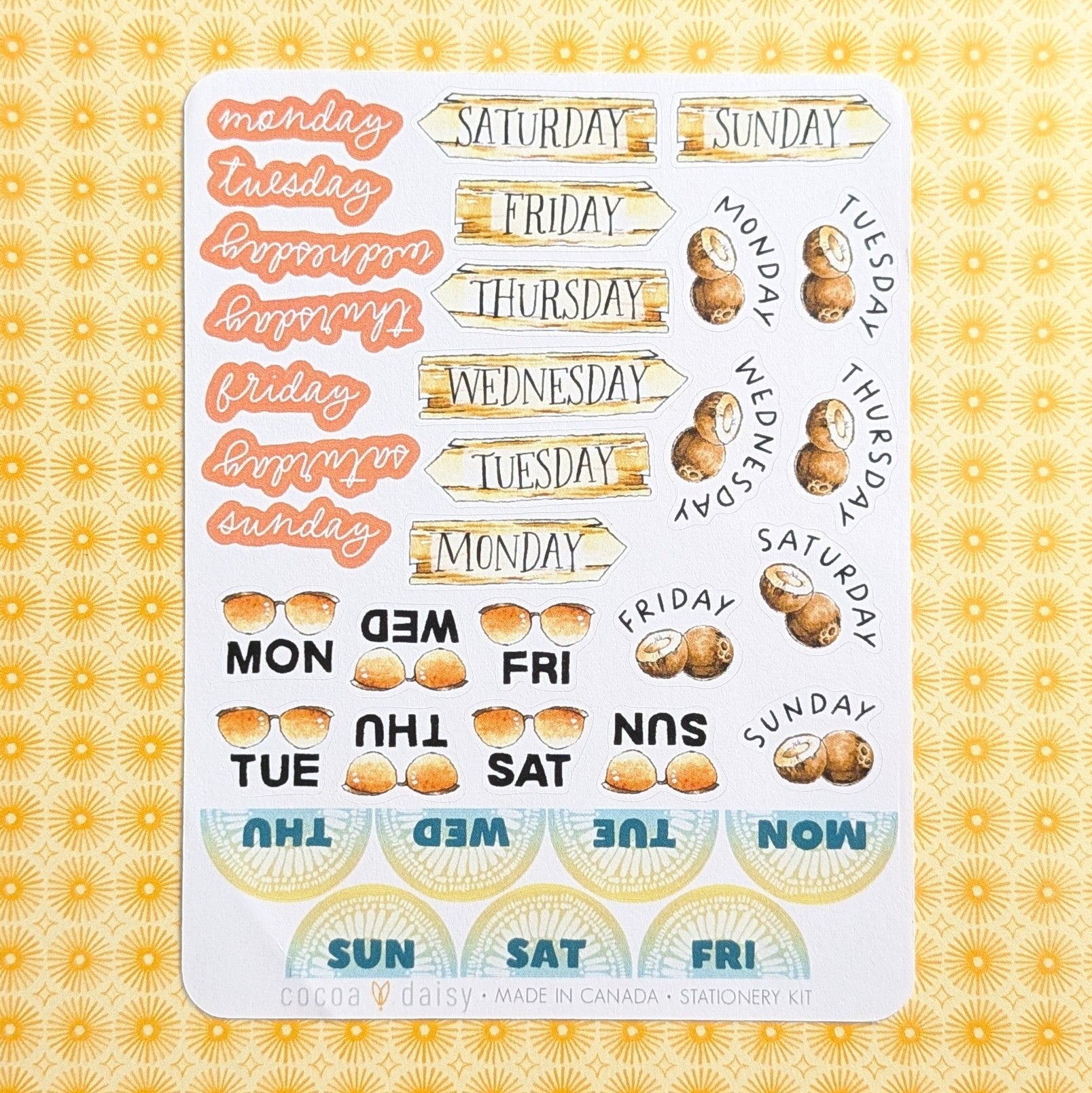 Coconut Cove "Day Of The Week" Stationery Kit Sticker Sheet - July 2026