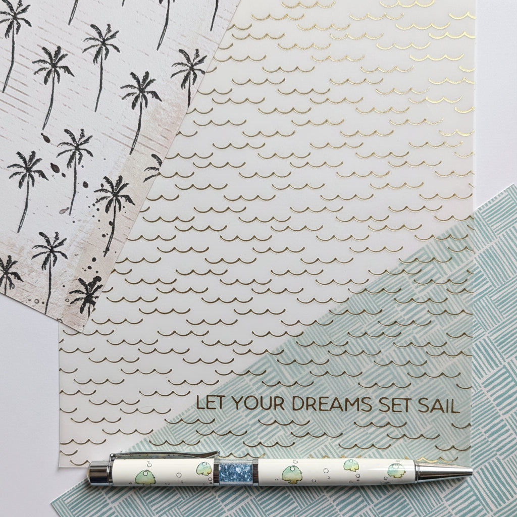 Coconut Cove "Gold Foiled Waves" Deluxe Journaling Kit Vellum - July 2026