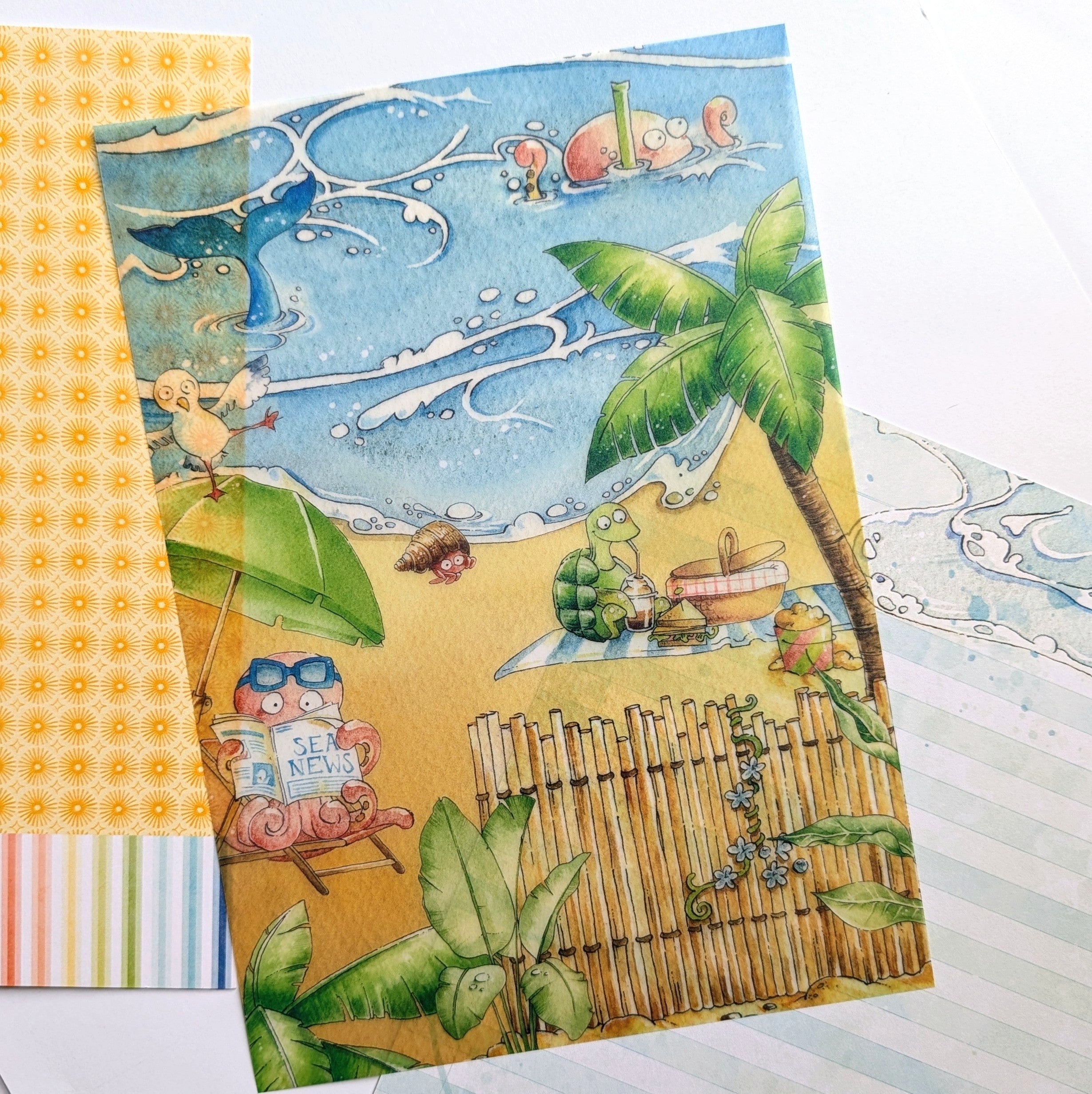 Coconut Cove "Beach Scene" Stationery Kit Vellum - July 2026