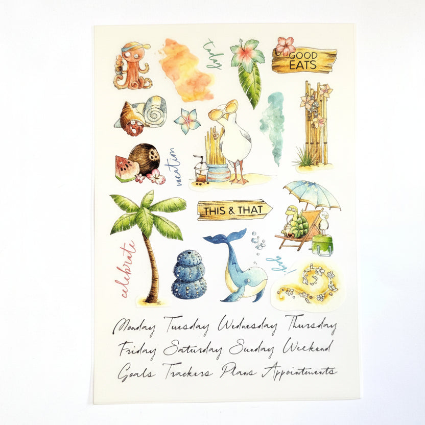 Coconut Cove "Weekly Plans" Rub On Transfers From The Journaling Kit  - July 2026