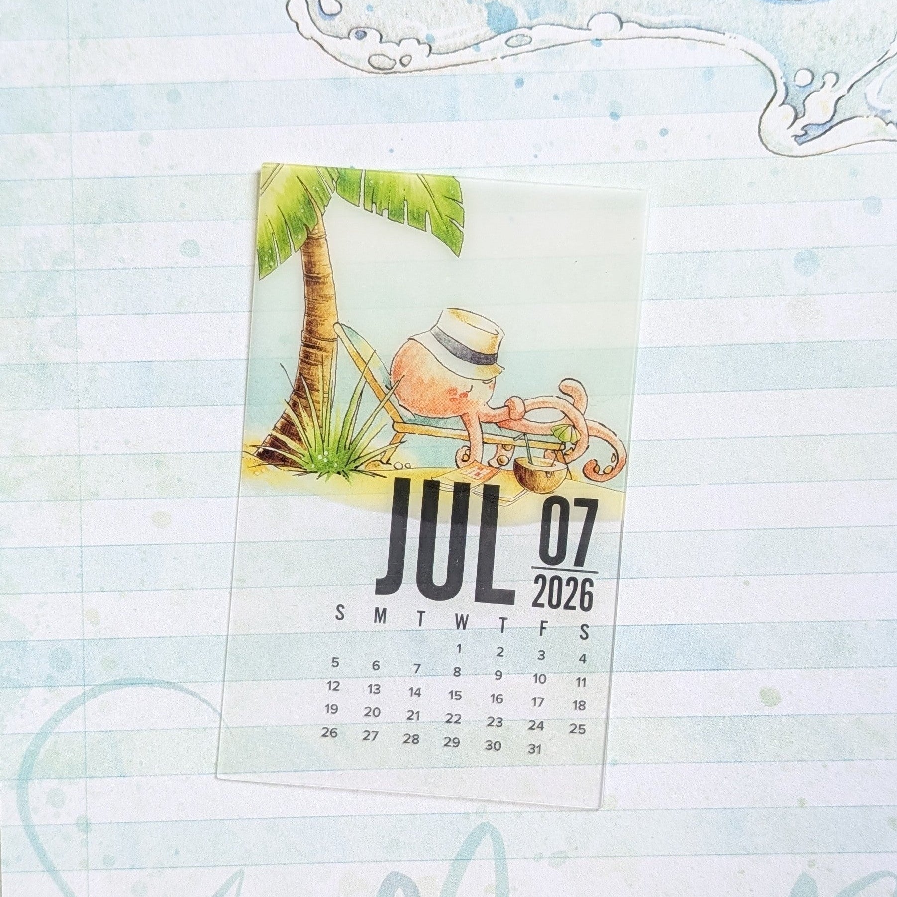 Coconut Cove Clear Calendar Card - July 2026