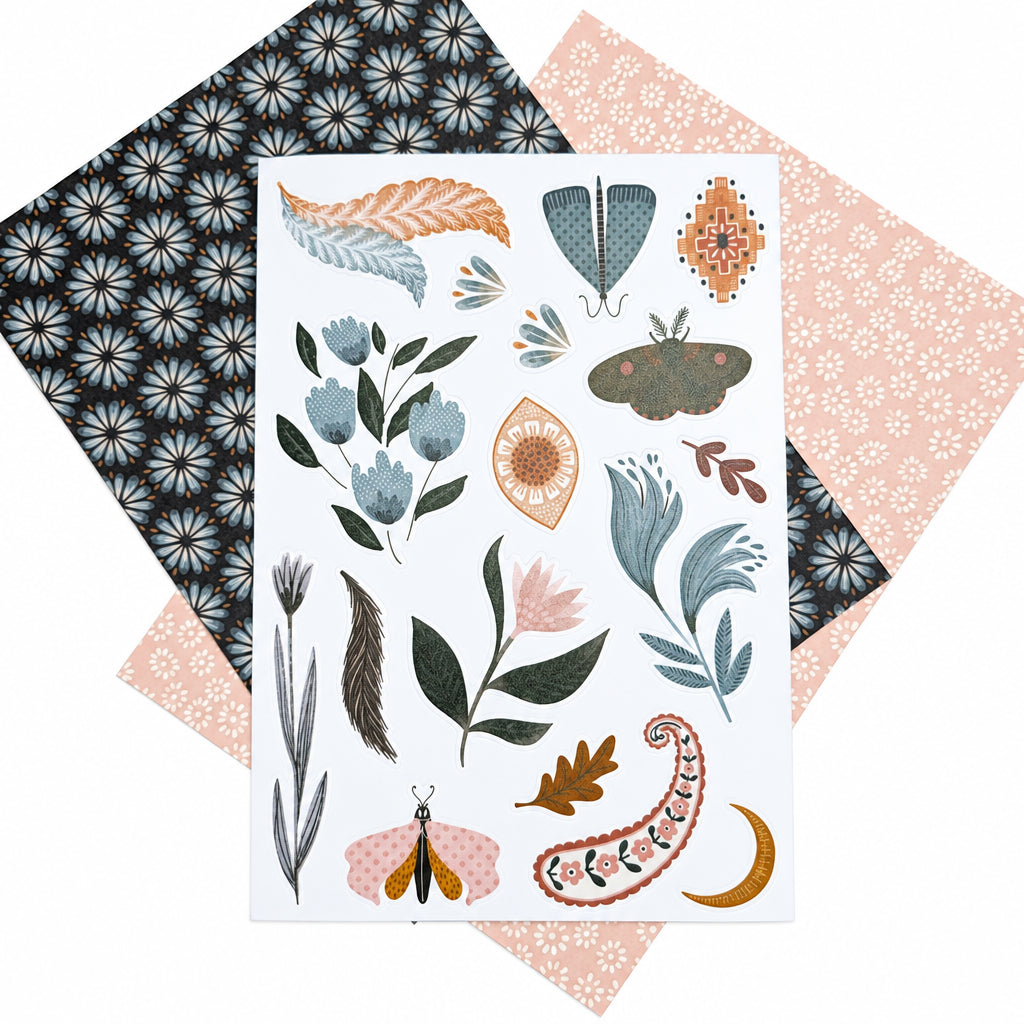 Marigold & Honey "Paisley & Moths" Planner Kit PET Stickers - September 2026