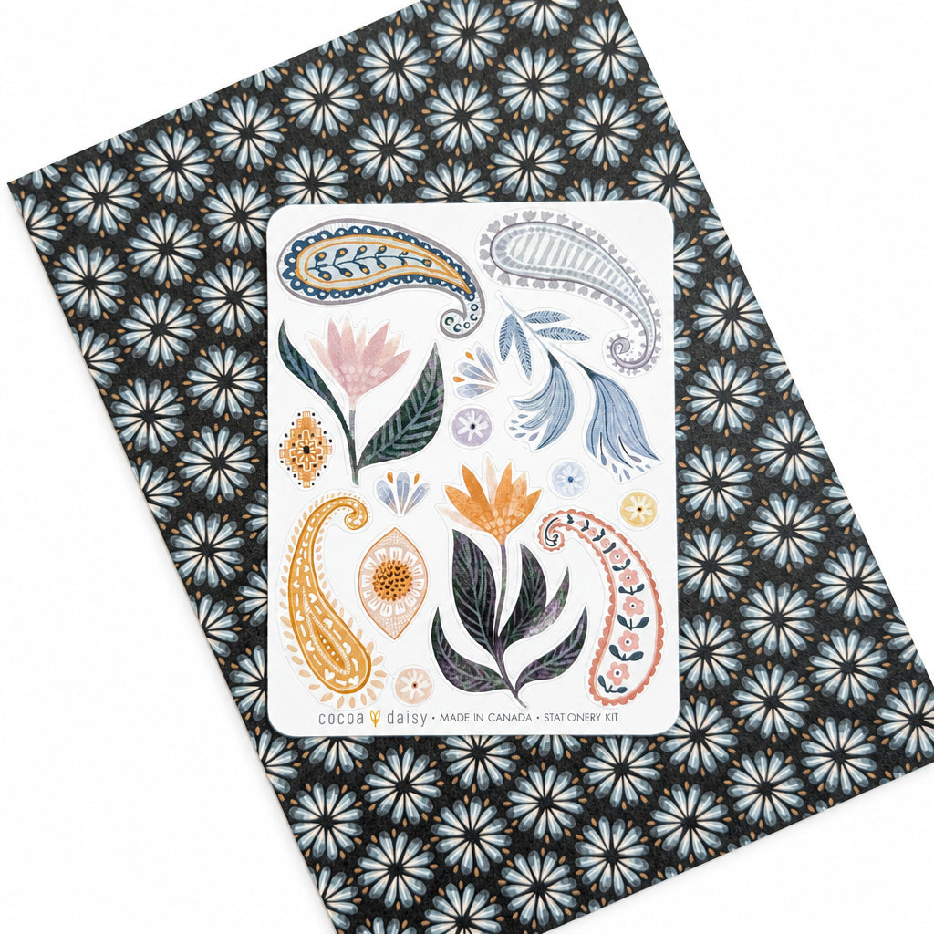 Marigold & Honey "Paisley Floral" Stationery Kit Sticker Sheet - September 2026