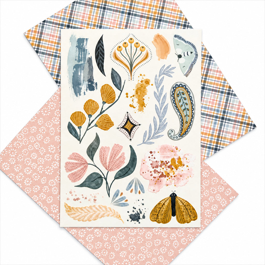 Marigold & Honey "Moths and Flowers" Rub On Transfers From The Creative Kit  - September 2026