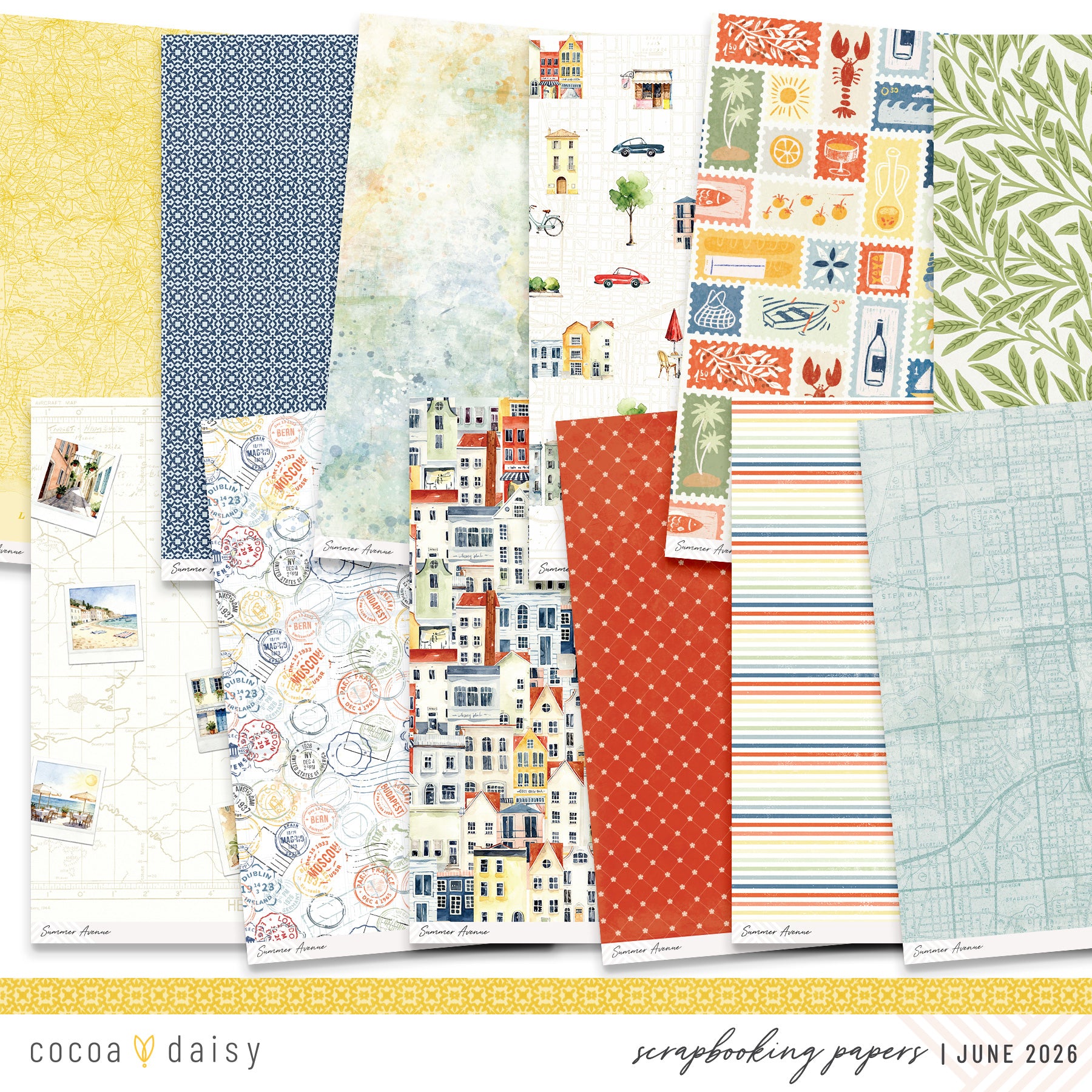Summer Avenue 12x12 Set of Monthly Papers - June 2026