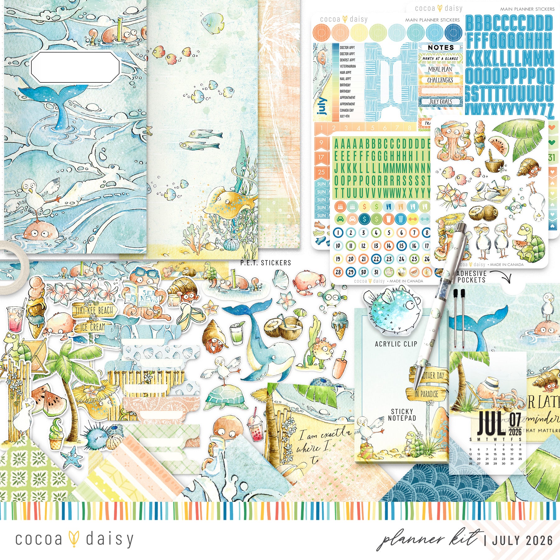 Coconut Cove Planner Kit - Choose your insert or notebook - July 2026