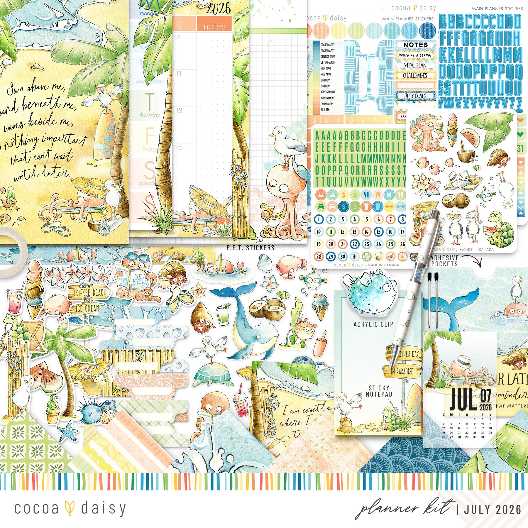 Coconut Cove Planner Kit - Choose your insert or notebook - July 2026