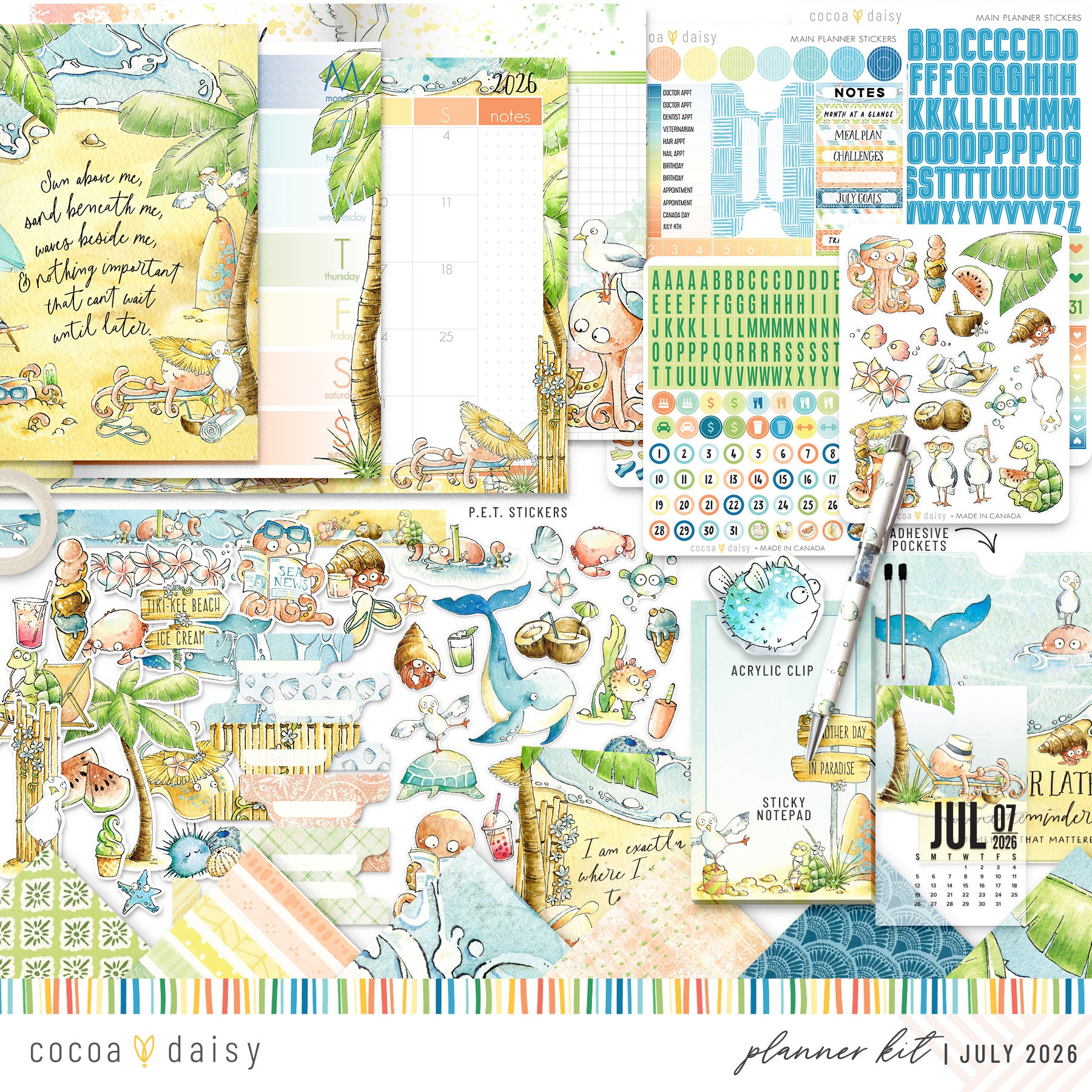 Coconut Cove Planner Kit - Choose your insert or notebook - July 2026