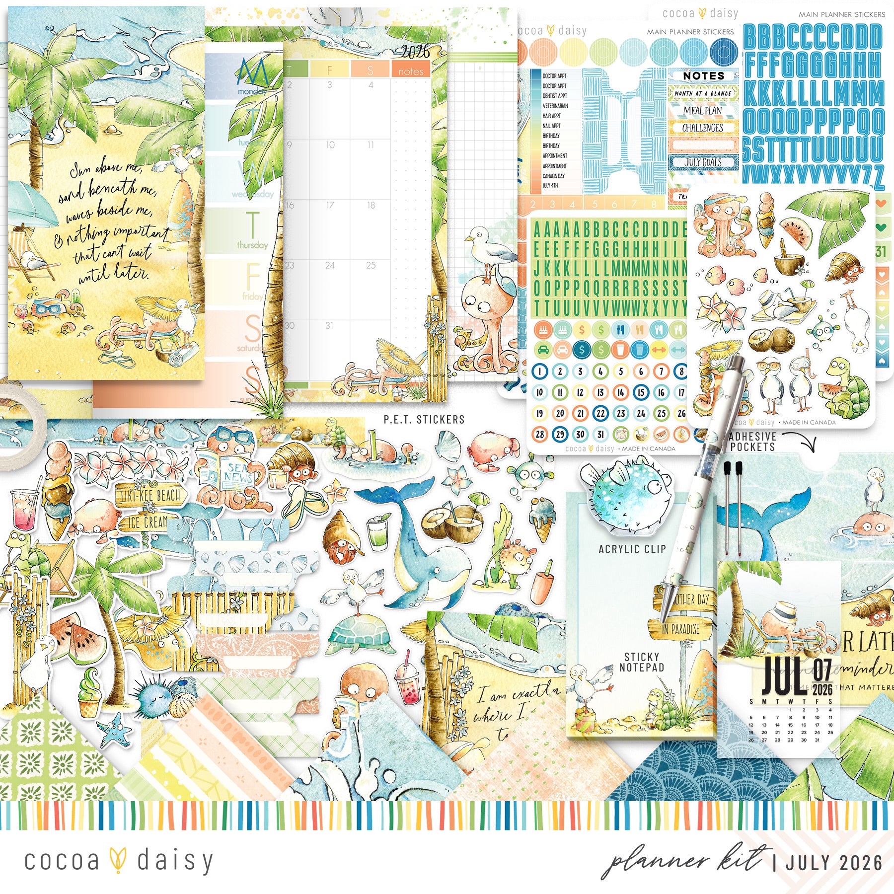 Coconut Cove Planner Kit - Choose your insert or notebook - July 2026