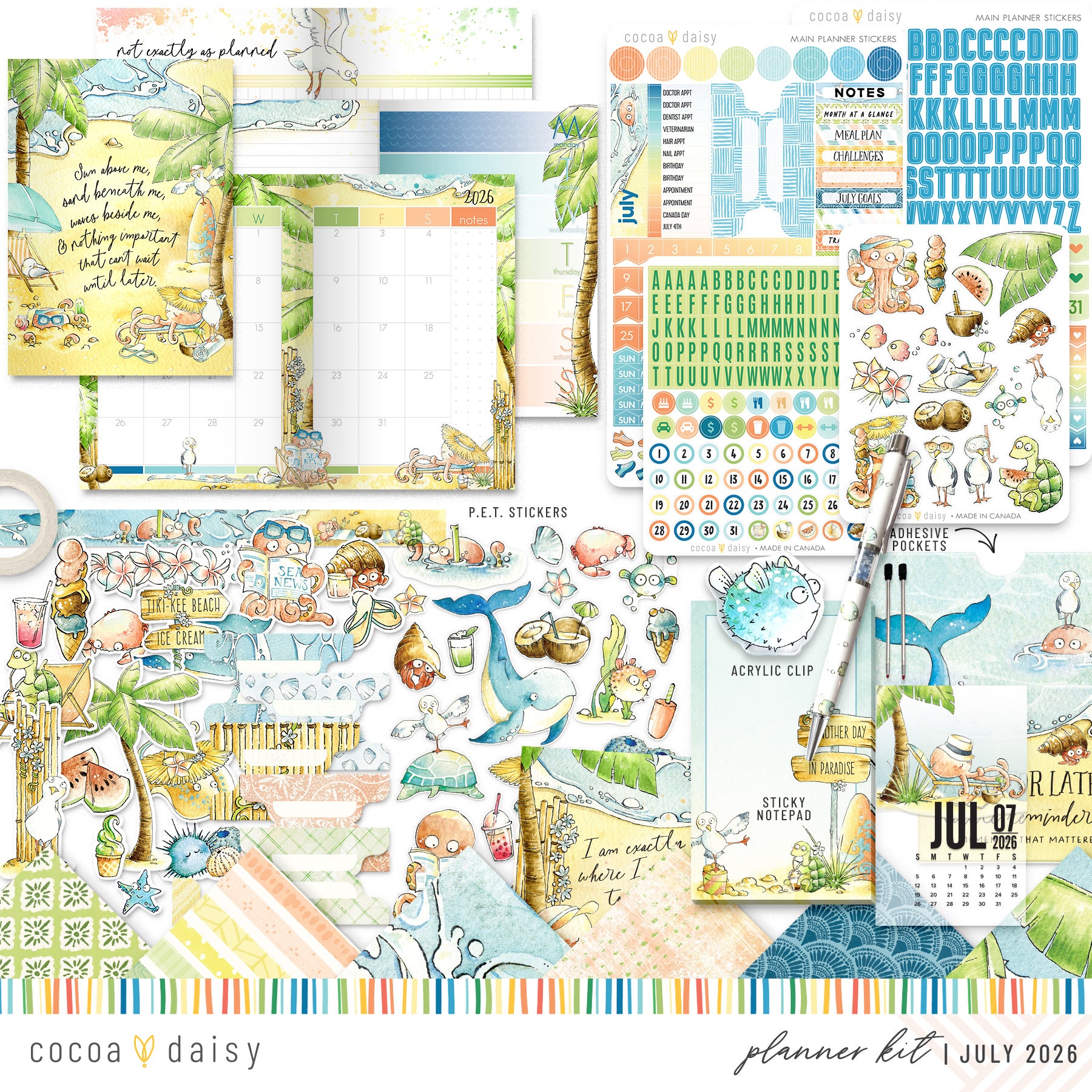 Coconut Cove Planner Kit - Choose your insert or notebook - July 2026