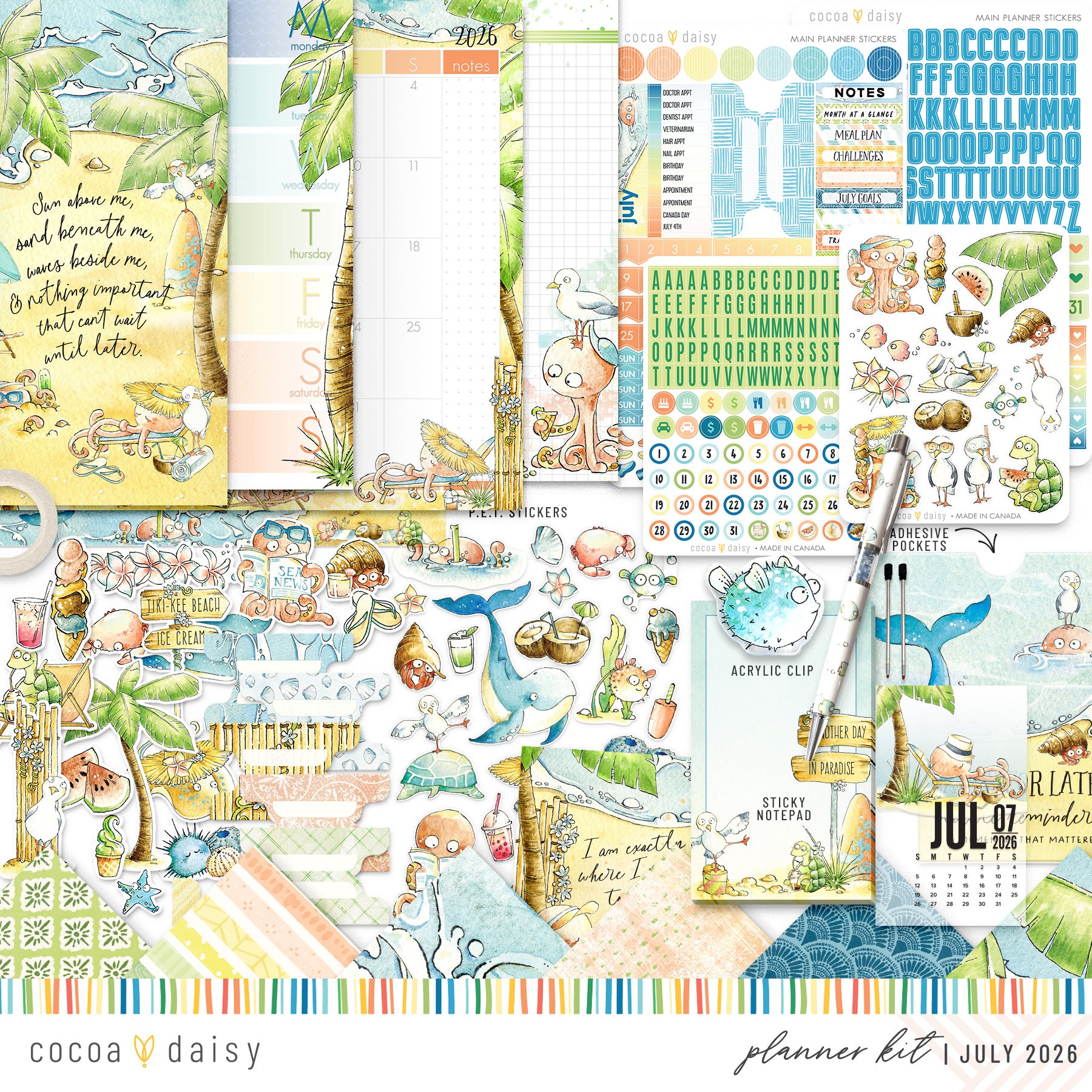 Coconut Cove Planner Kit - Choose your insert or notebook - July 2026