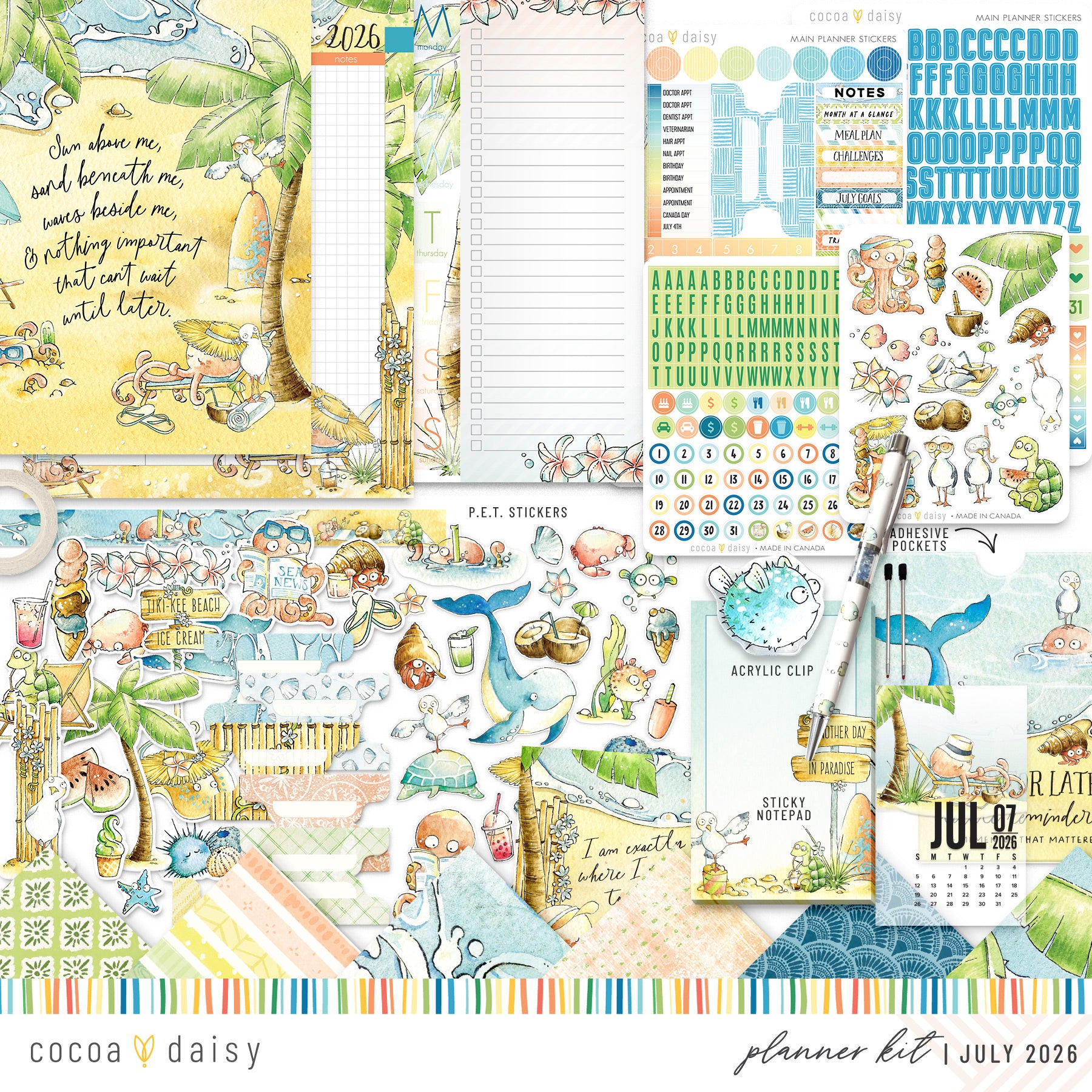 Coconut Cove Planner Kit - Choose your insert or notebook - July 2026