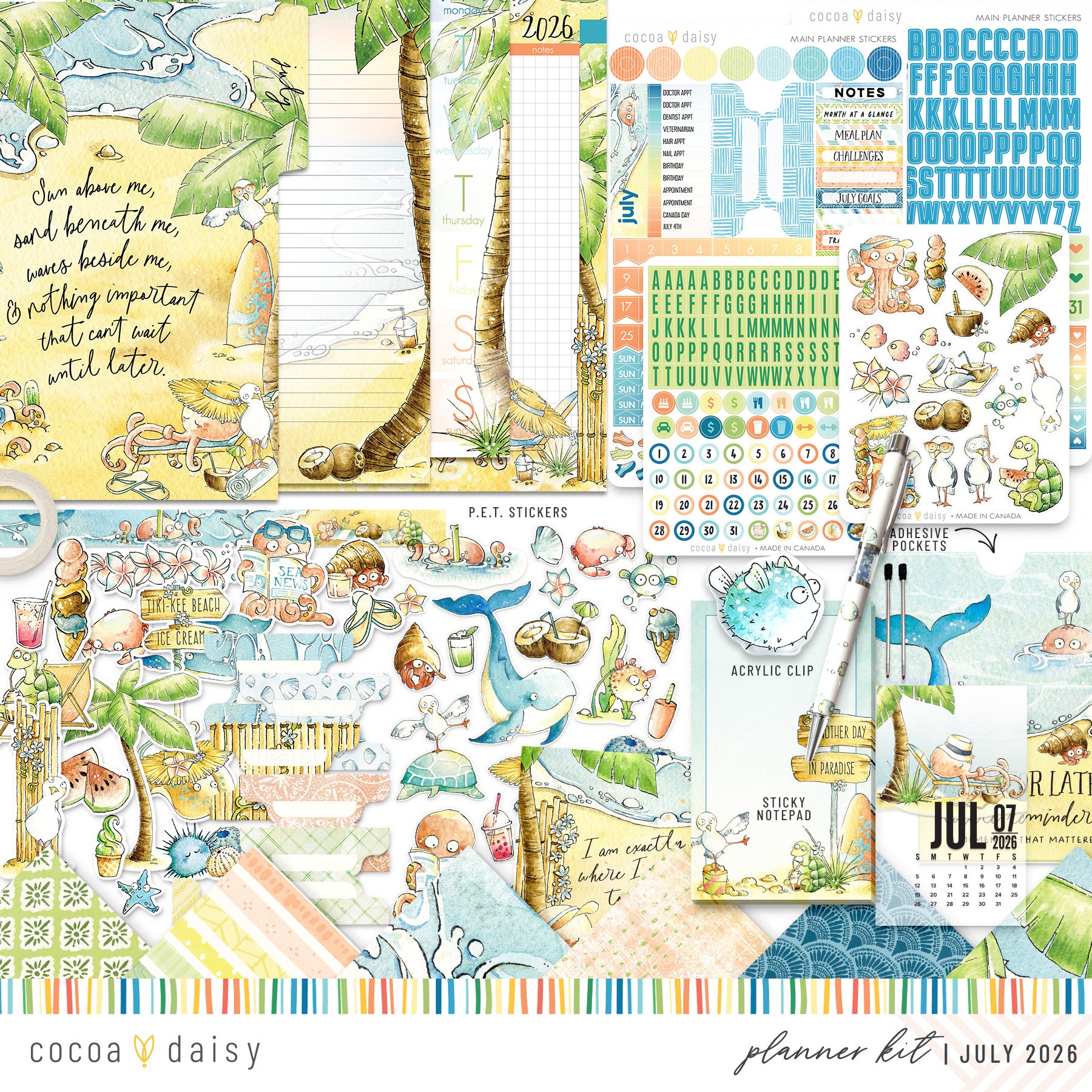 Coconut Cove Planner Kit - Choose your insert or notebook - July 2026