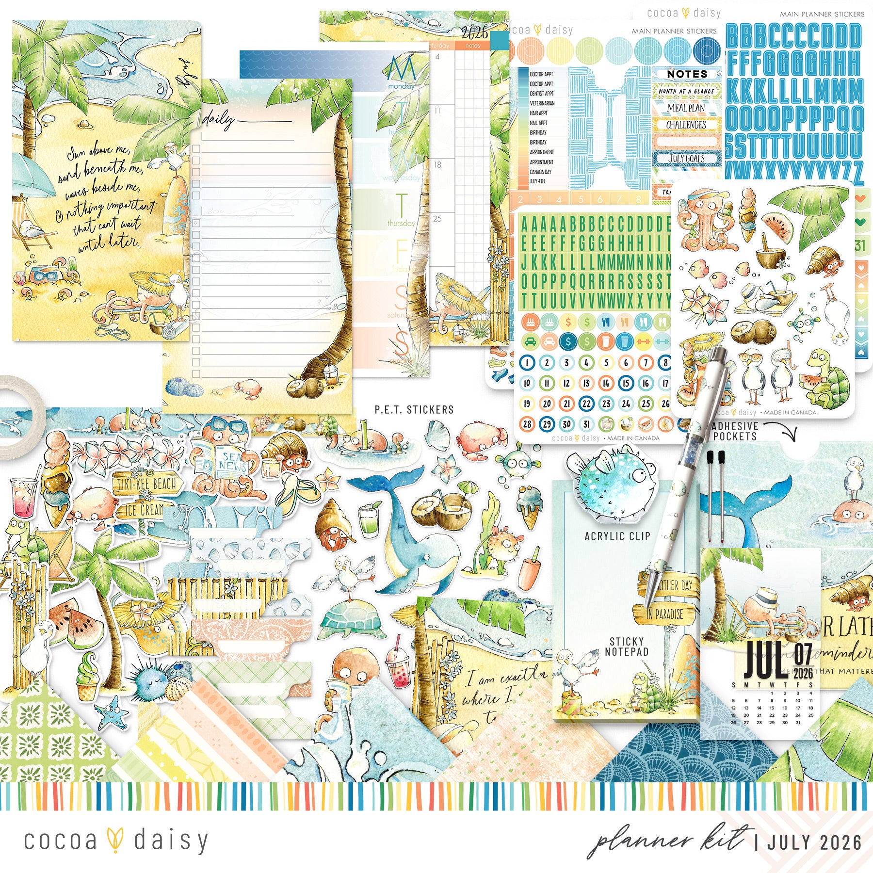 Coconut Cove Planner Kit - Choose your insert or notebook - July 2026
