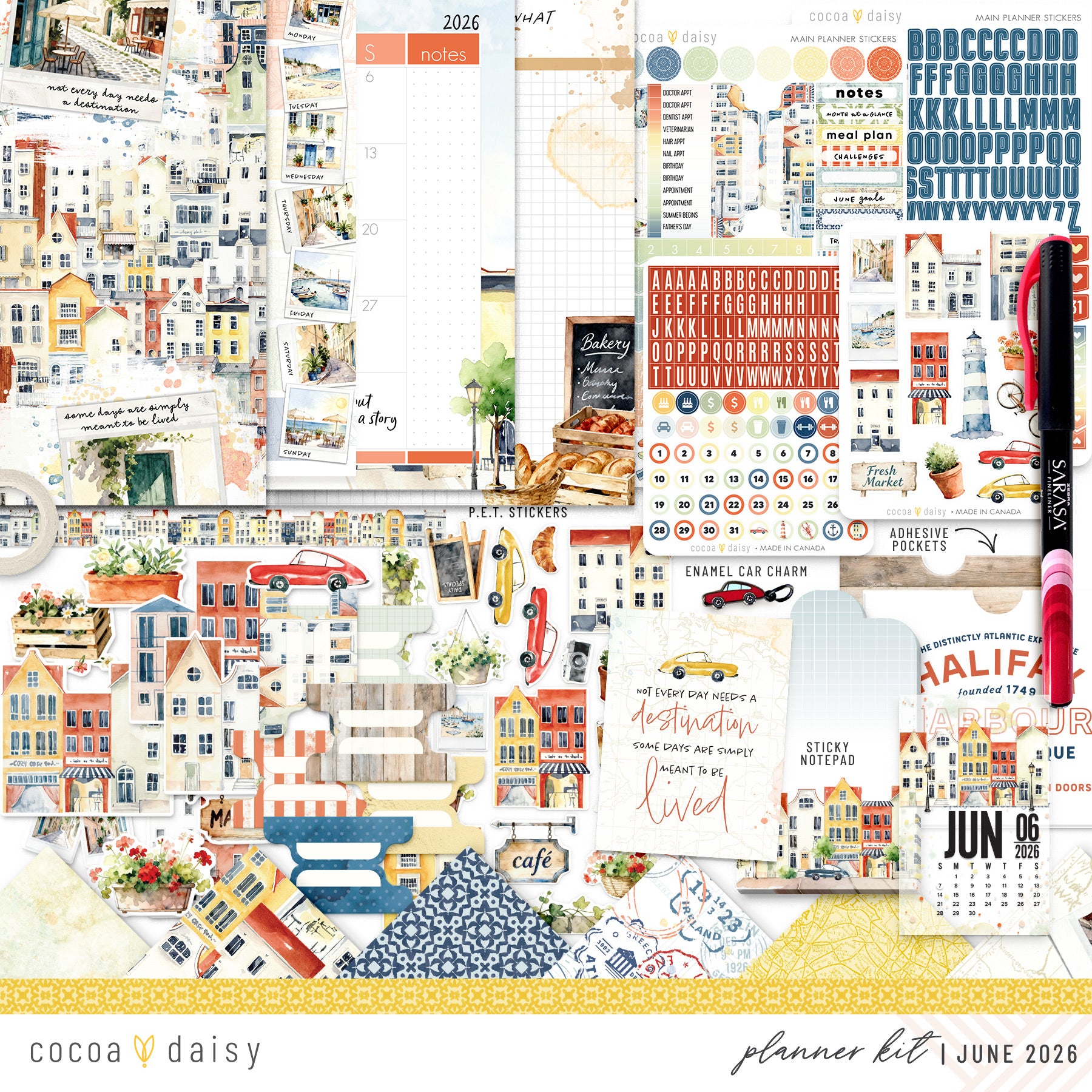 Summer Avenue Planner Kit - Choose your insert or notebook - June 2026
