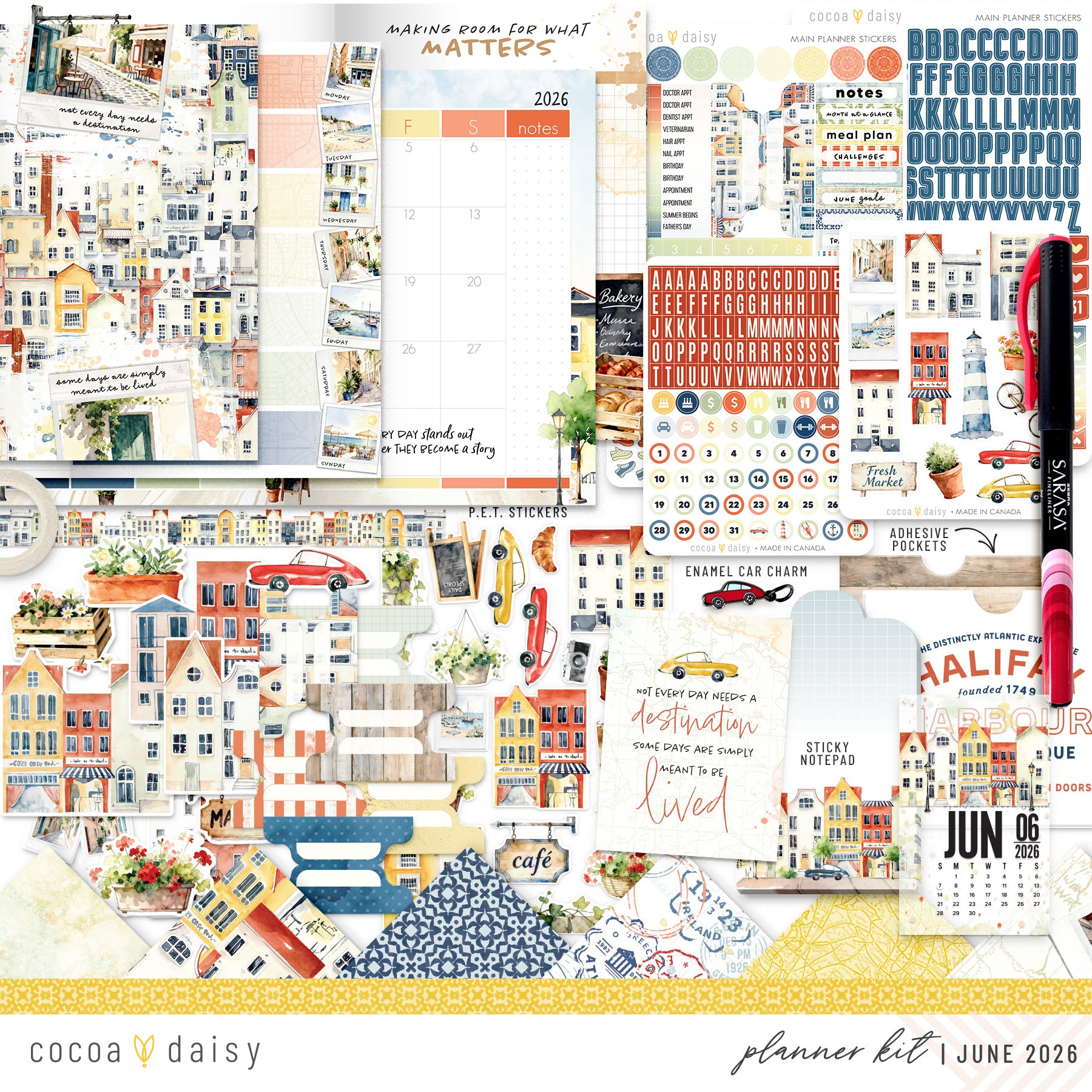 Summer Avenue Planner Kit - Choose your insert or notebook - June 2026