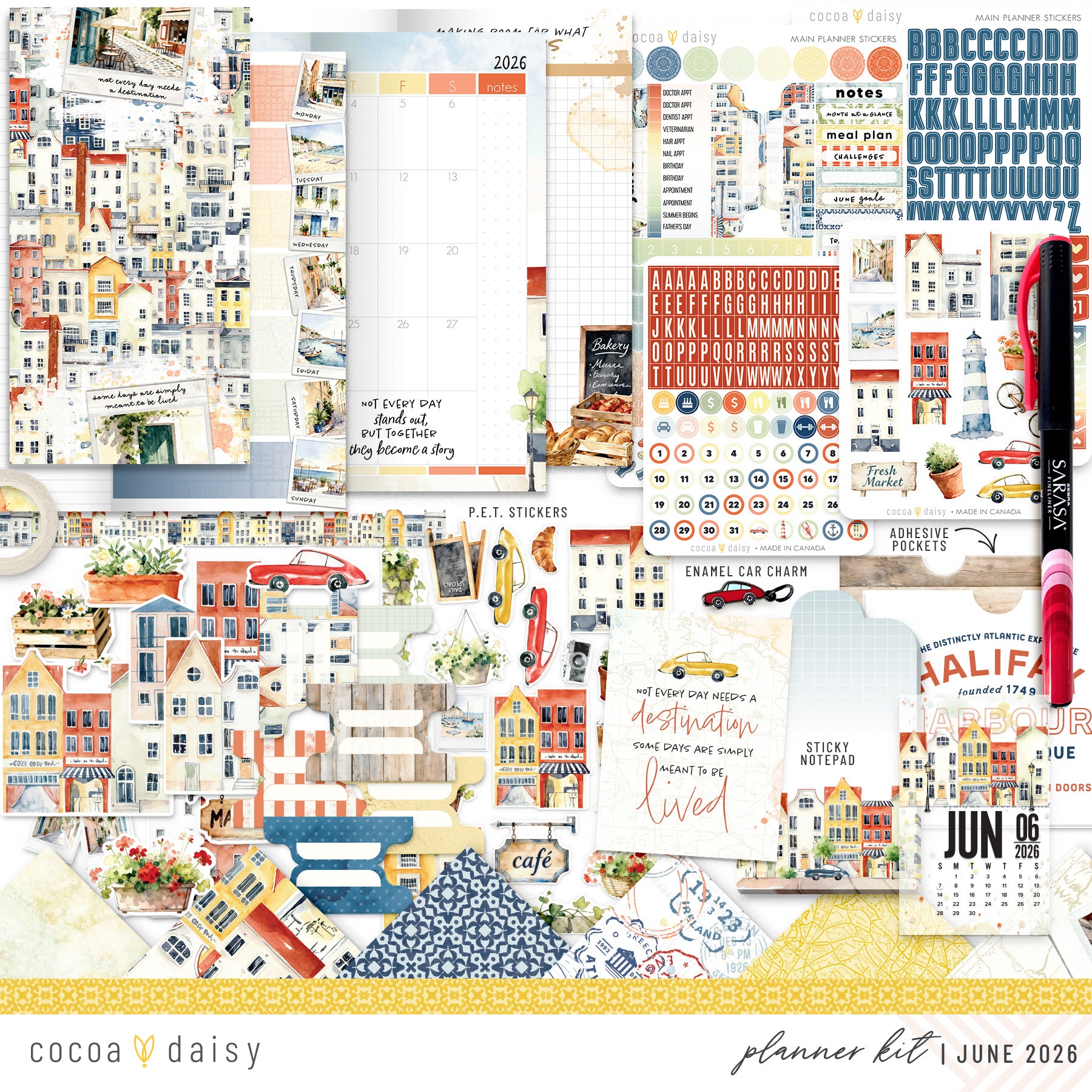 Summer Avenue Planner Kit - Choose your insert or notebook - June 2026