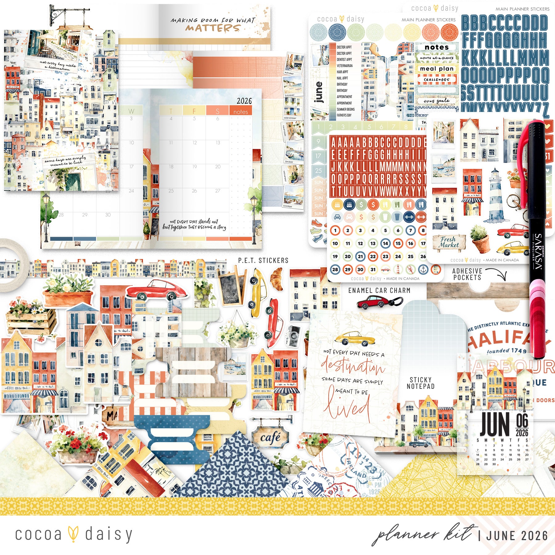 Summer Avenue Planner Kit - Choose your insert or notebook - June 2026