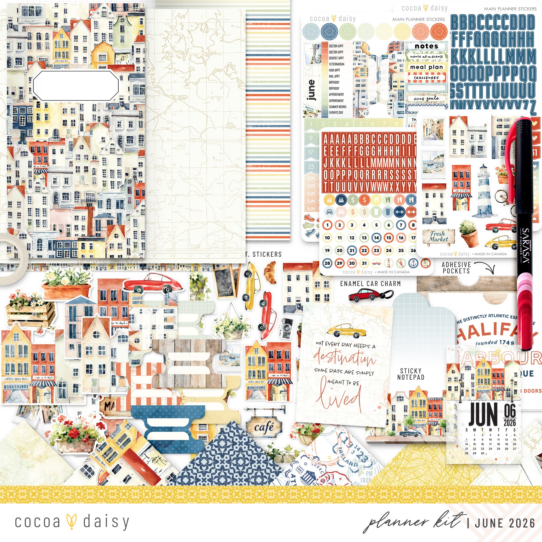 Summer Avenue Planner Kit - Choose your insert or notebook - June 2026