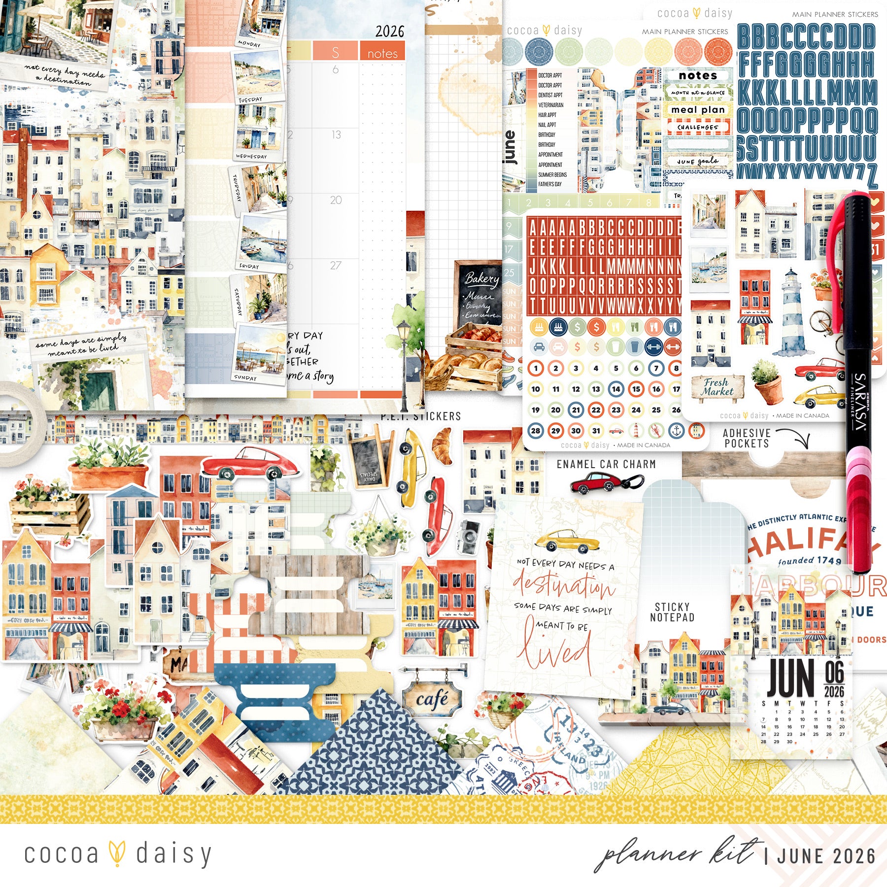 Summer Avenue Planner Kit - Choose your insert or notebook - June 2026