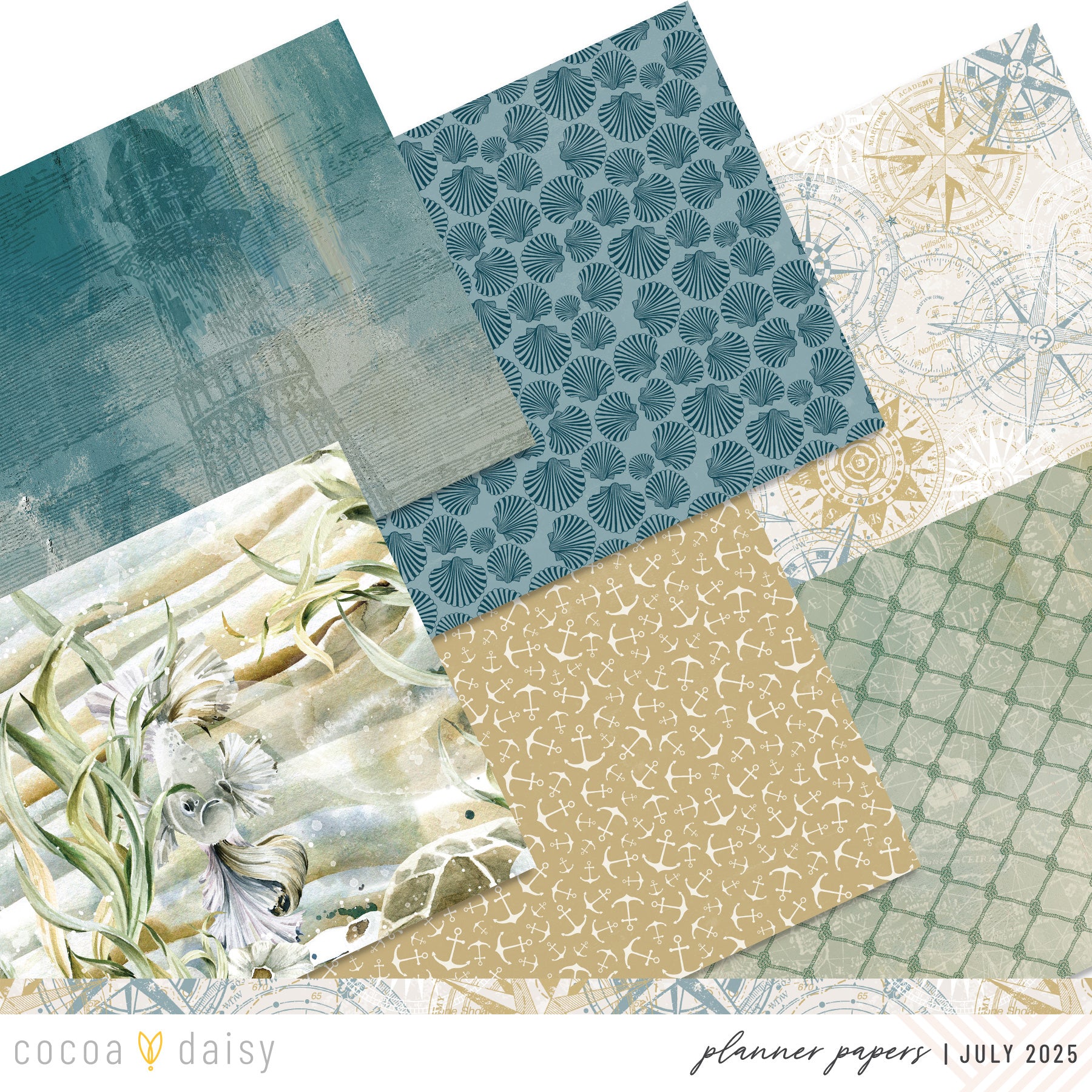 Where The Sea Dreams Extra Papers from The Planner Kit - July 2025