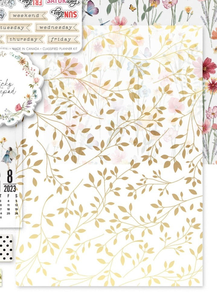 Quiet Meadow Gold Foiled Vellum from the Classified Planner Kit