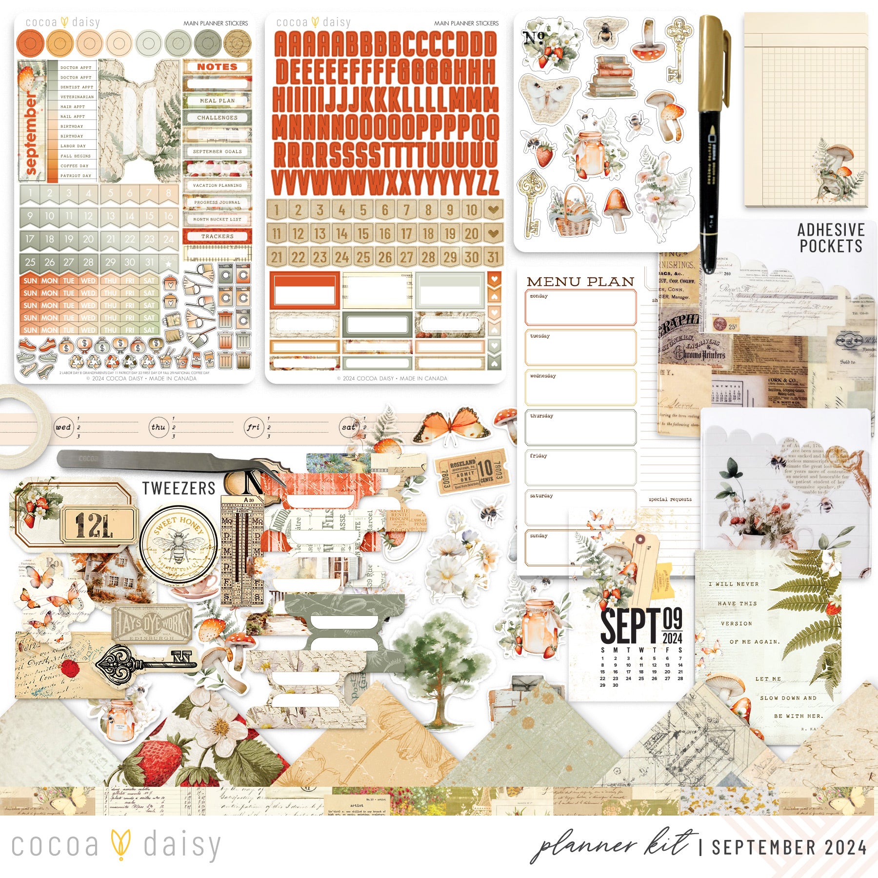 Little Bee Cottage Planner Kit - Choose your insert or notebook September 2024