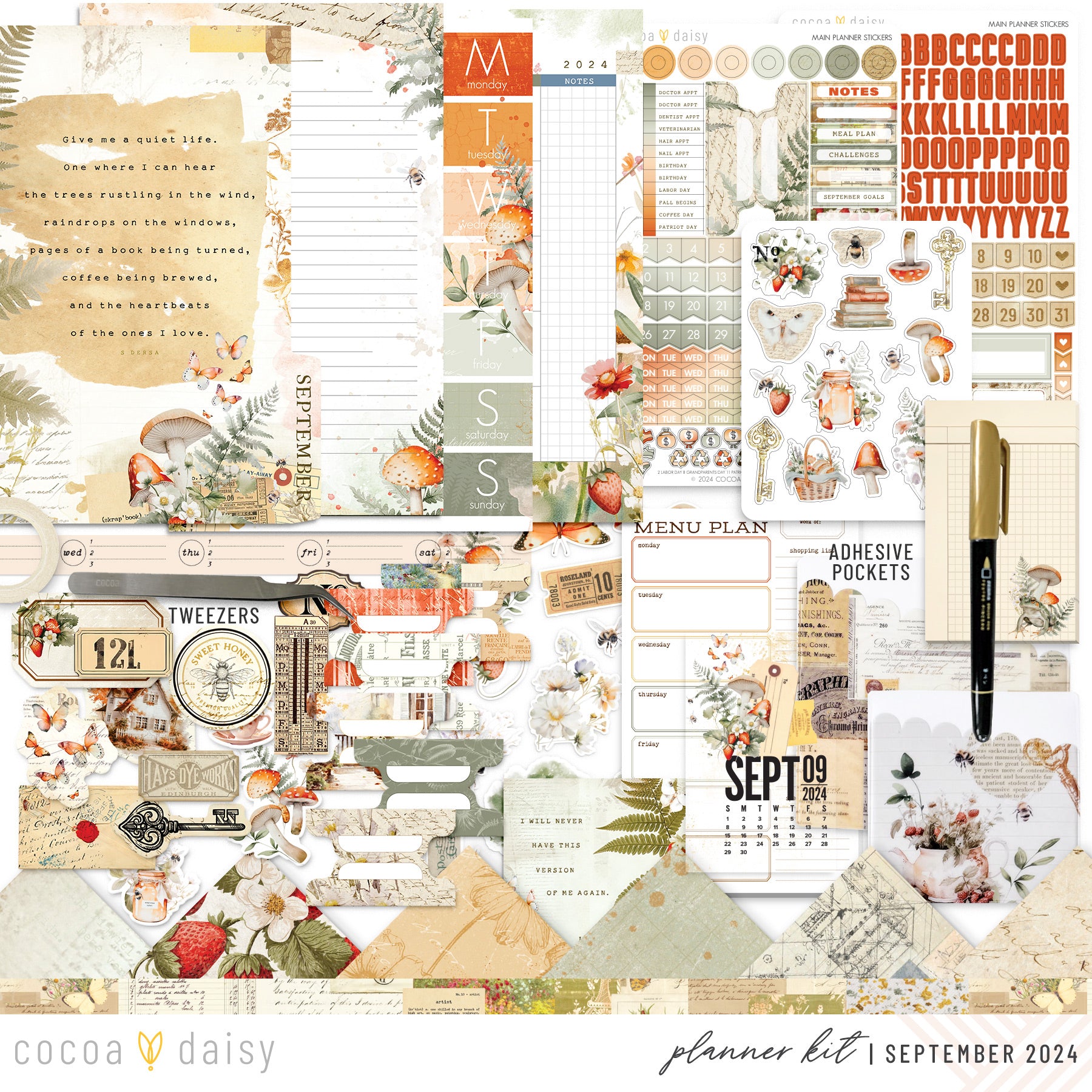 Little Bee Cottage Planner Kit - Choose your insert or notebook September 2024