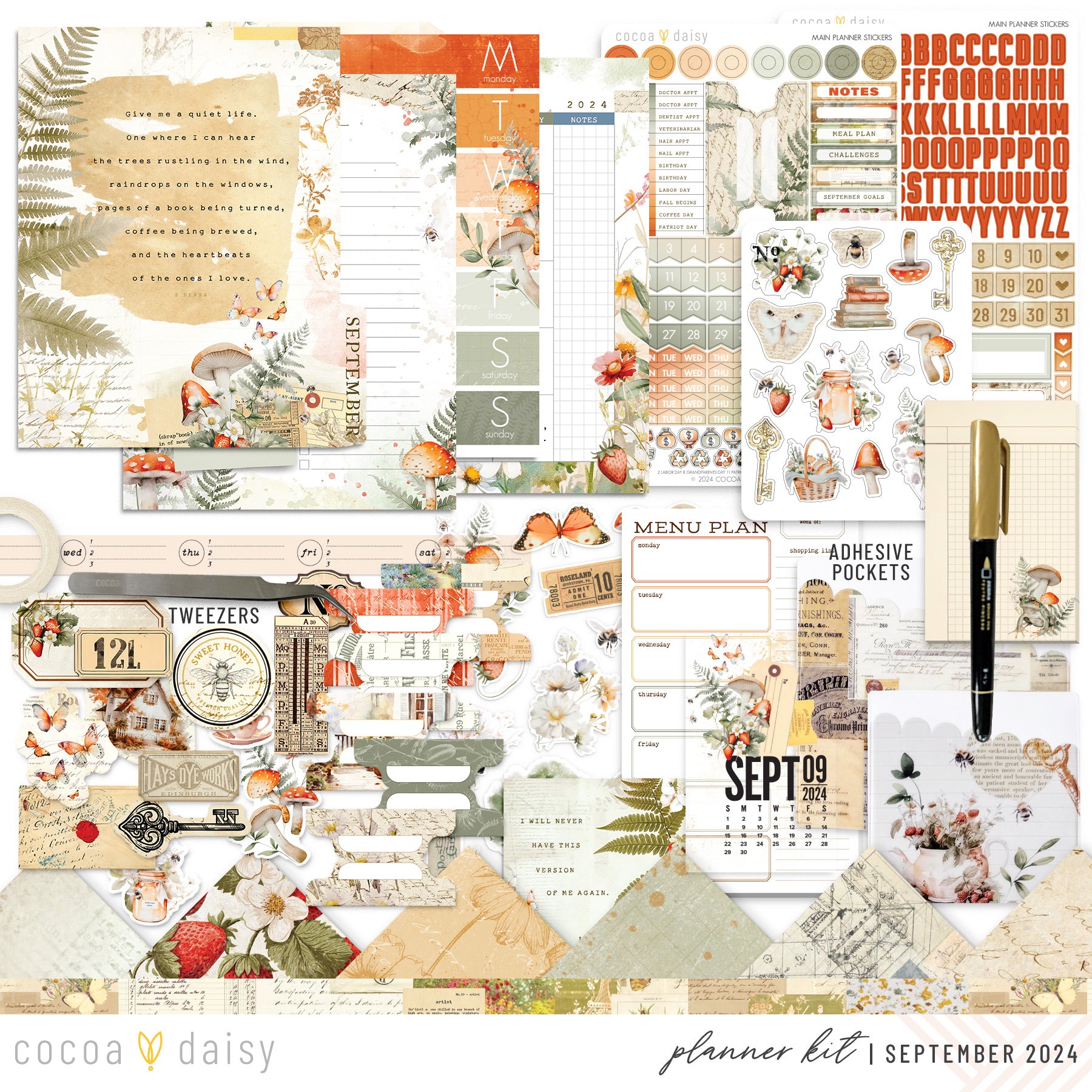 Little Bee Cottage Planner Kit - Choose your insert or notebook September 2024