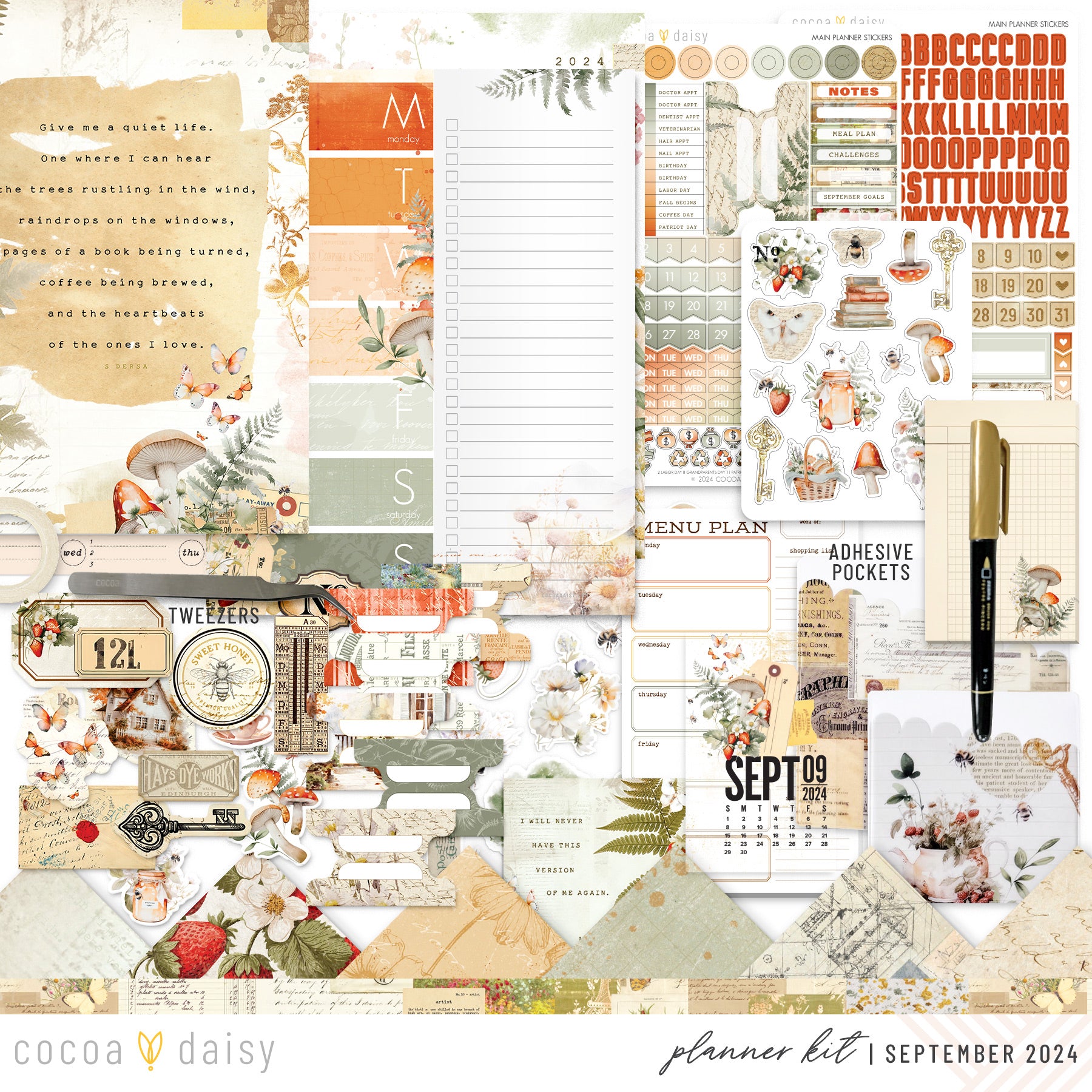 Little Bee Cottage Planner Kit - Choose your insert or notebook September 2024