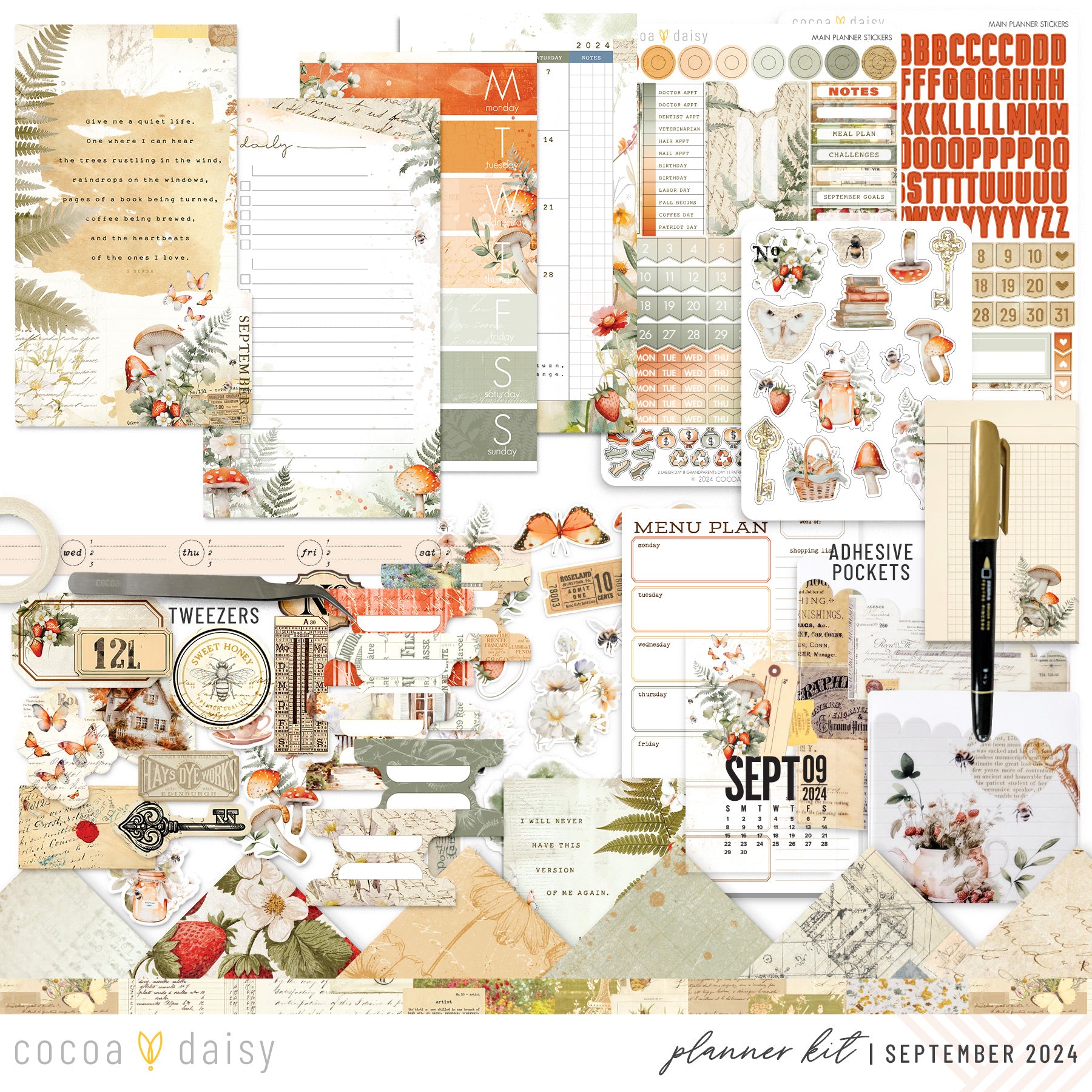 Little Bee Cottage Planner Kit - Choose your insert or notebook September 2024